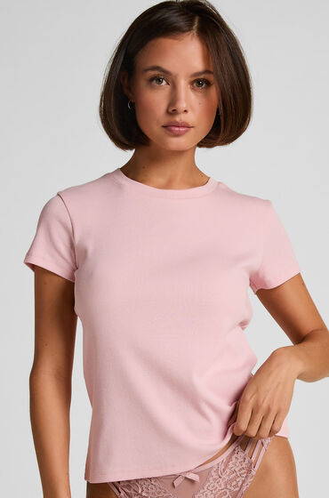 Hunkemöller Pyjama top korte mouwen rib Roze