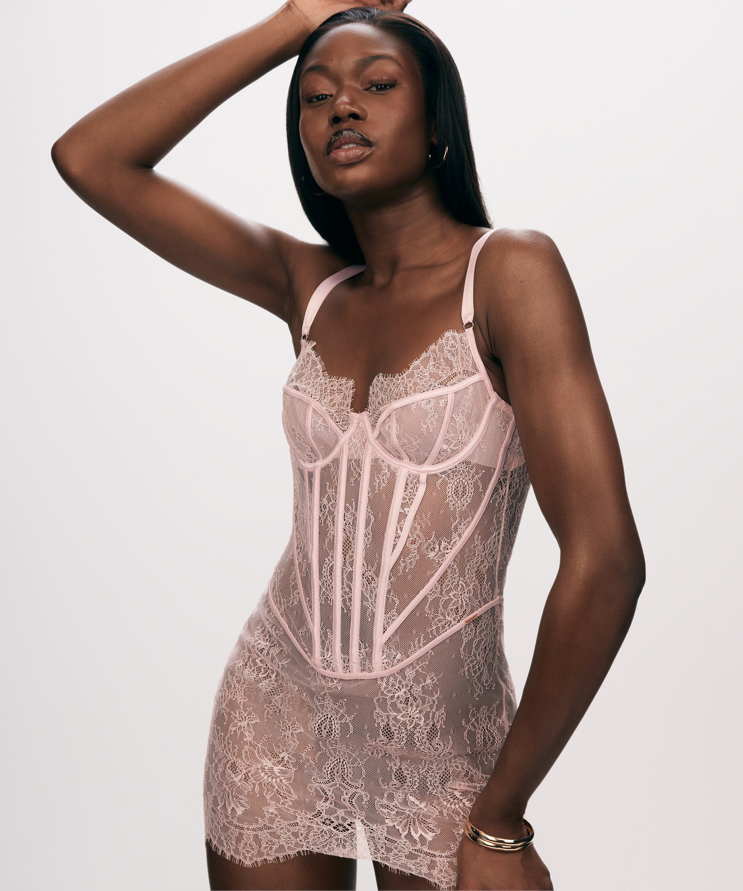 Slipdress Lace Camille, Roze Slipdress Lace Camille, Roze