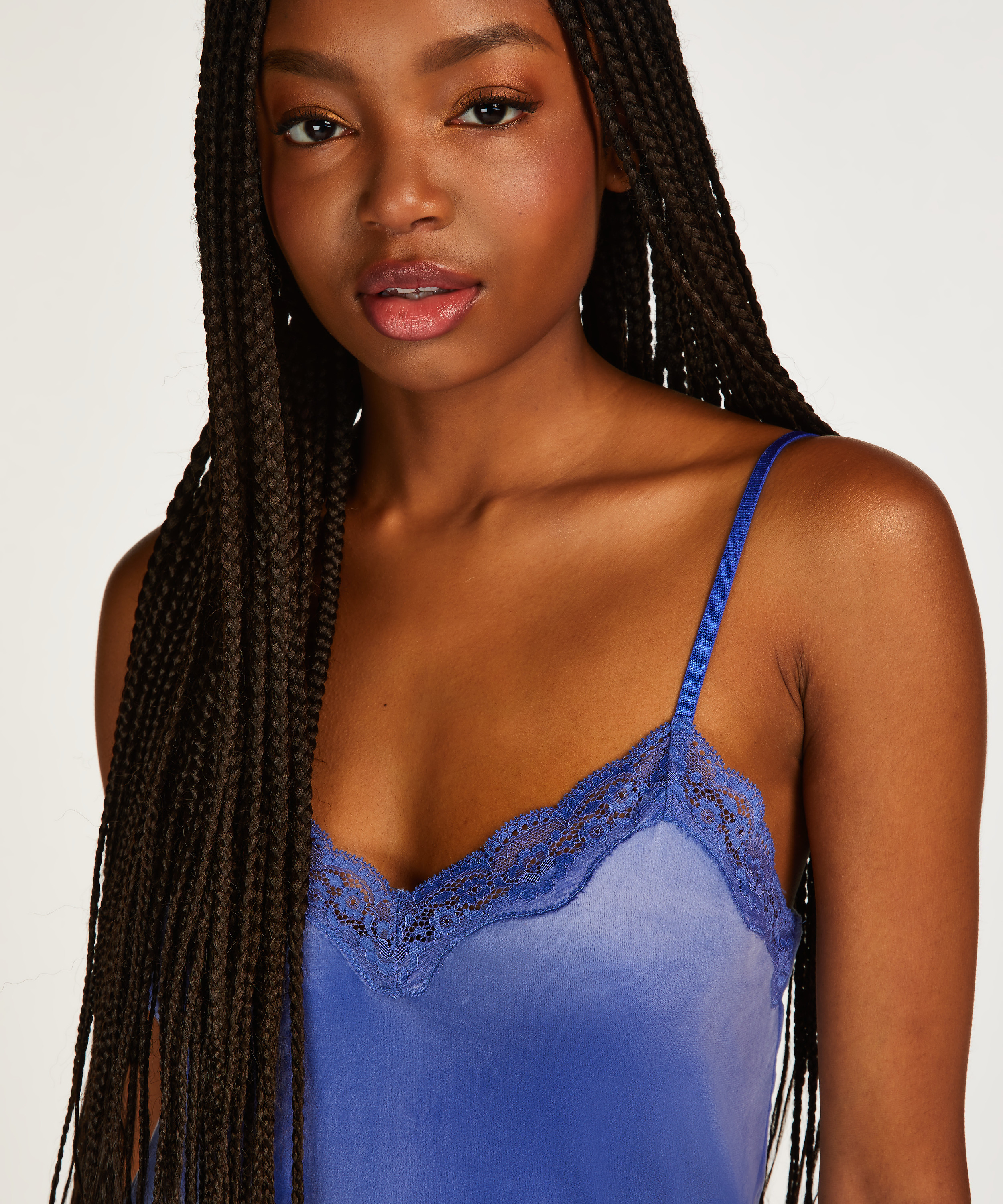 Cami Velours Lace, Blauw, main