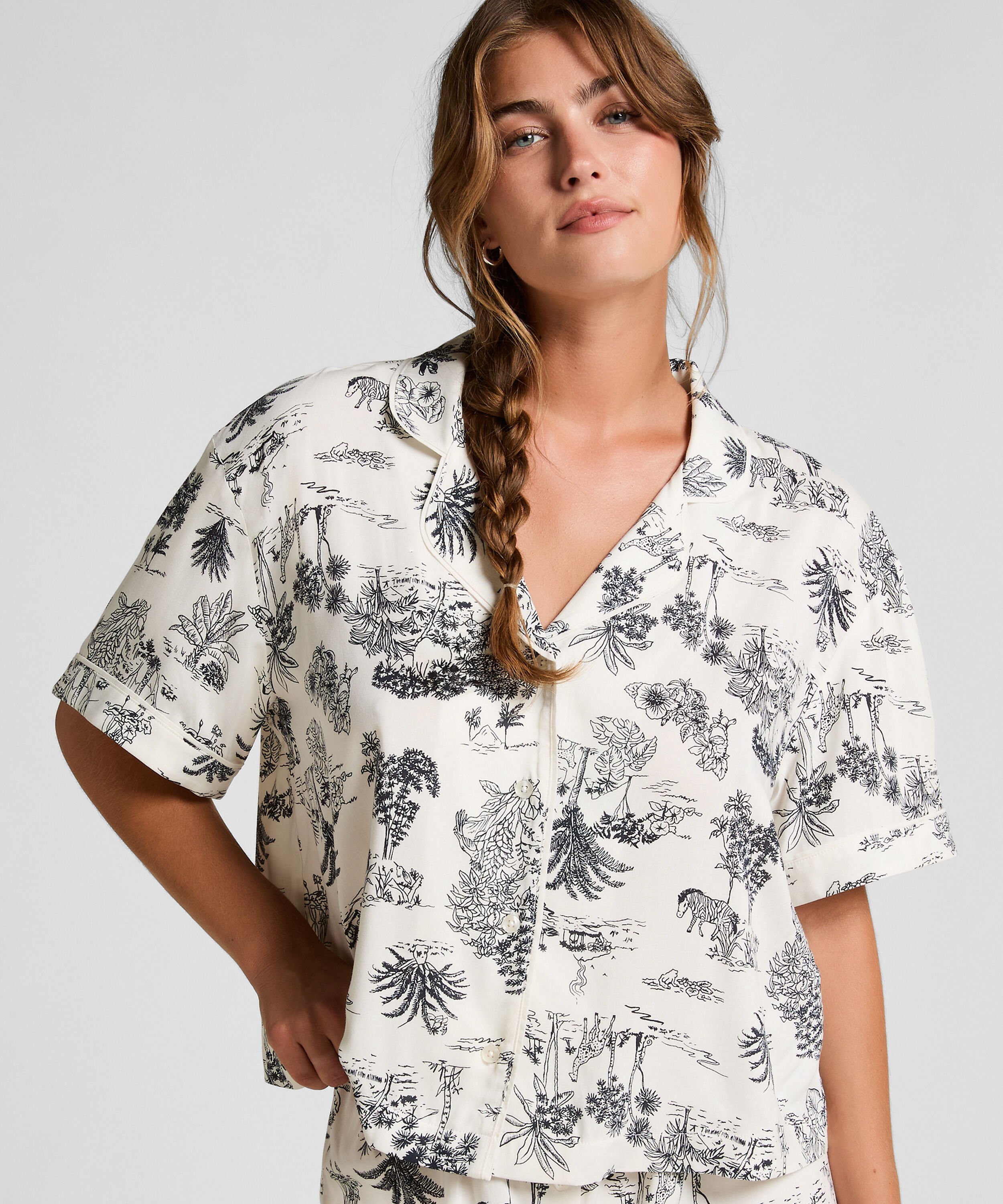 Geweven jasje met korte mouwen, Wit Geweven jasje met korte mouwen, Wit