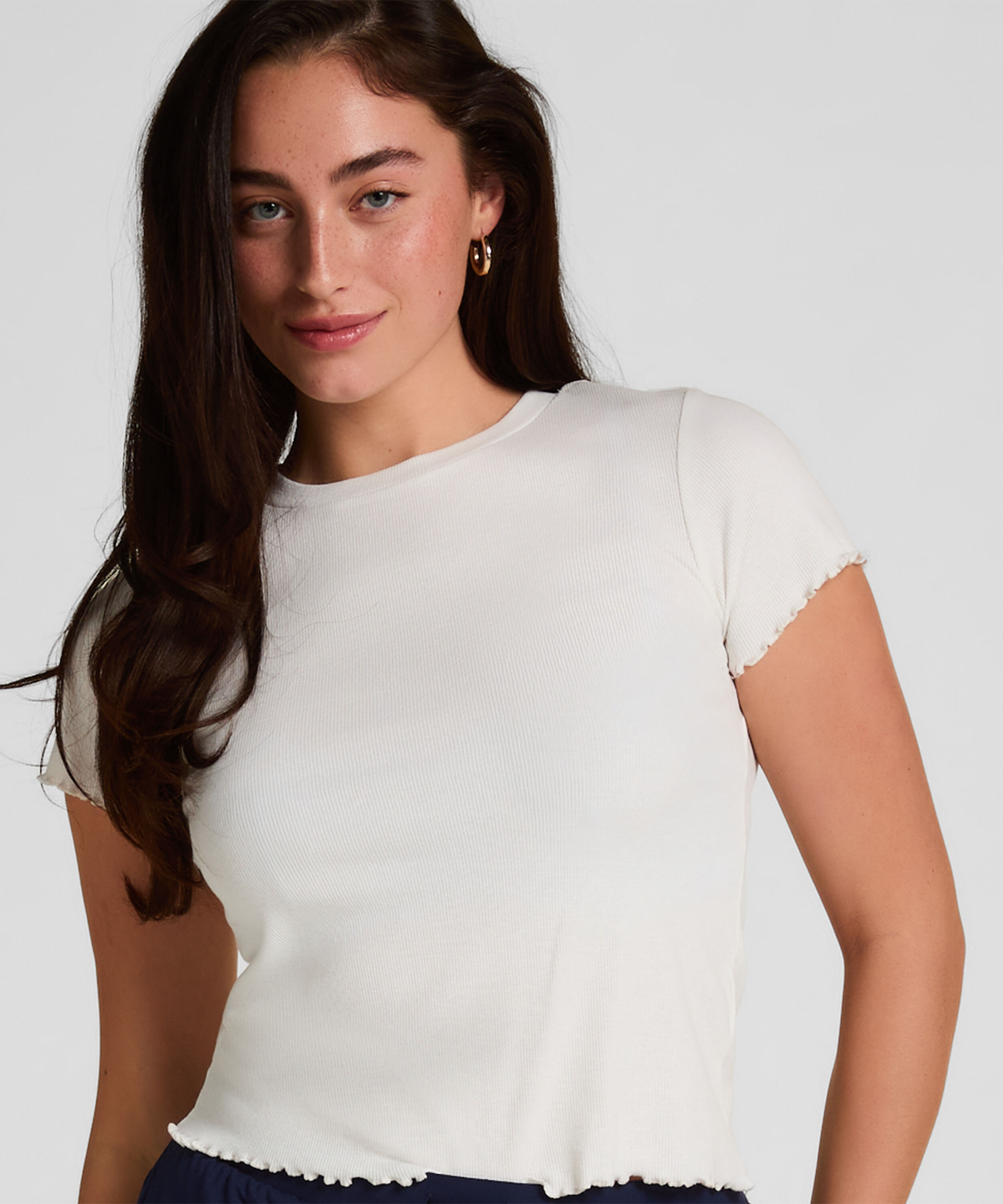 Katoenen shirt met korte mouwen, Wit