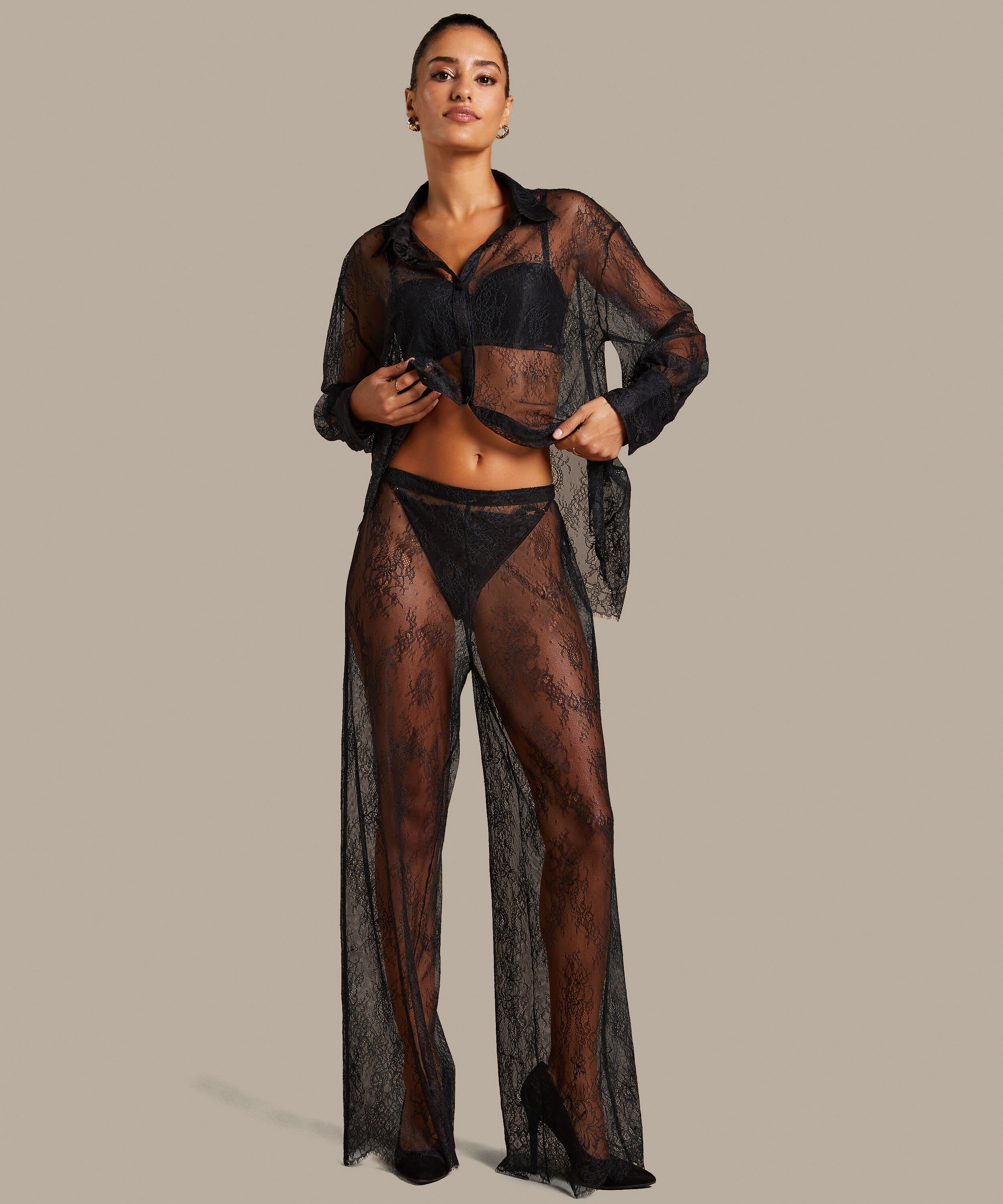 Kanten Broek Camille, Zwart