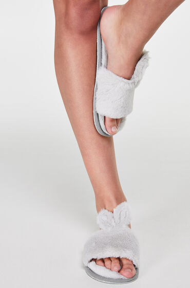Hunkemoller Huis Slippers Fake Fur Bunny Grijs hunkemoller kopen in de aanbieding