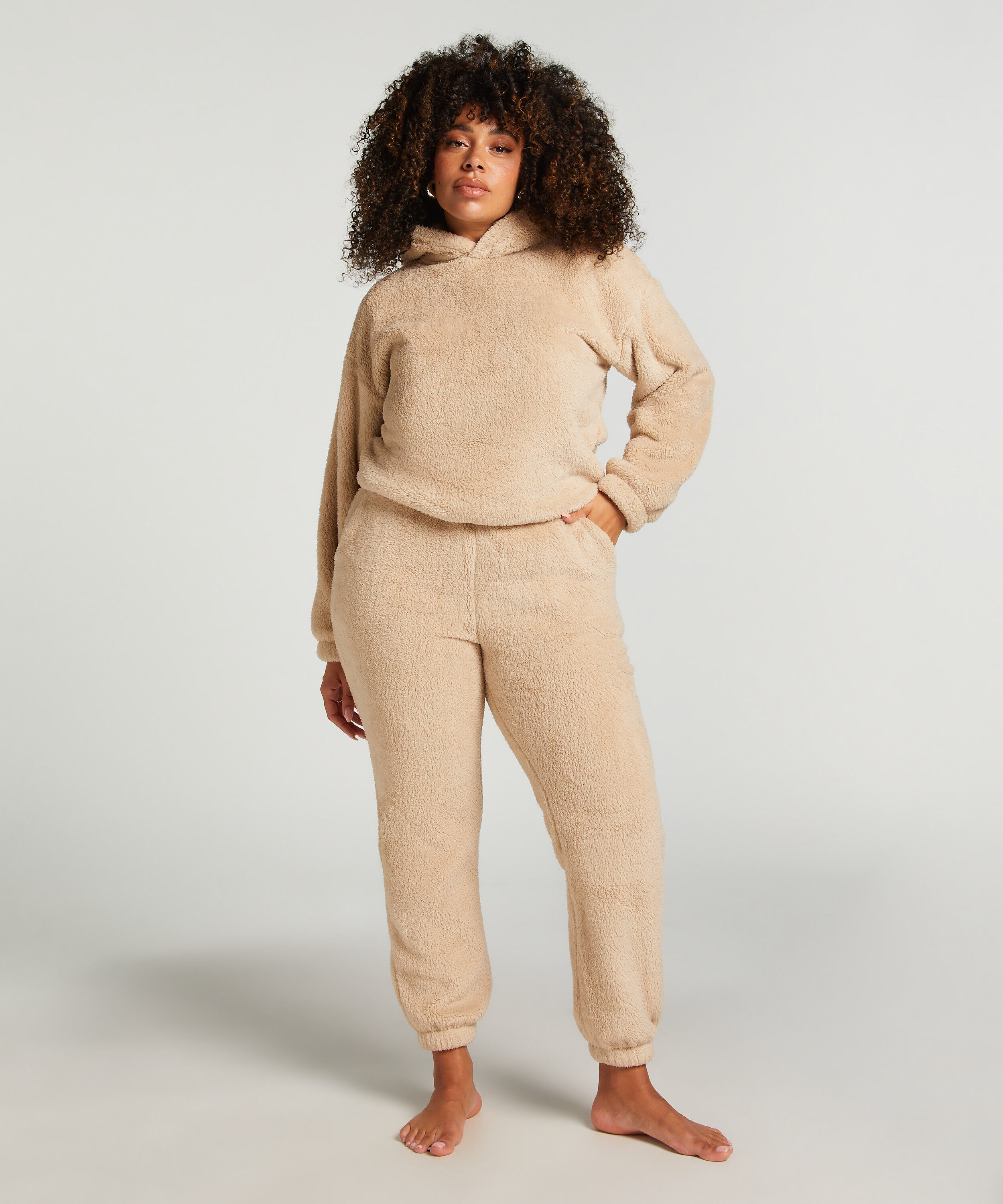Joggingbroek Fleece Snuggle, Beige Joggingbroek Fleece Snuggle, Beige