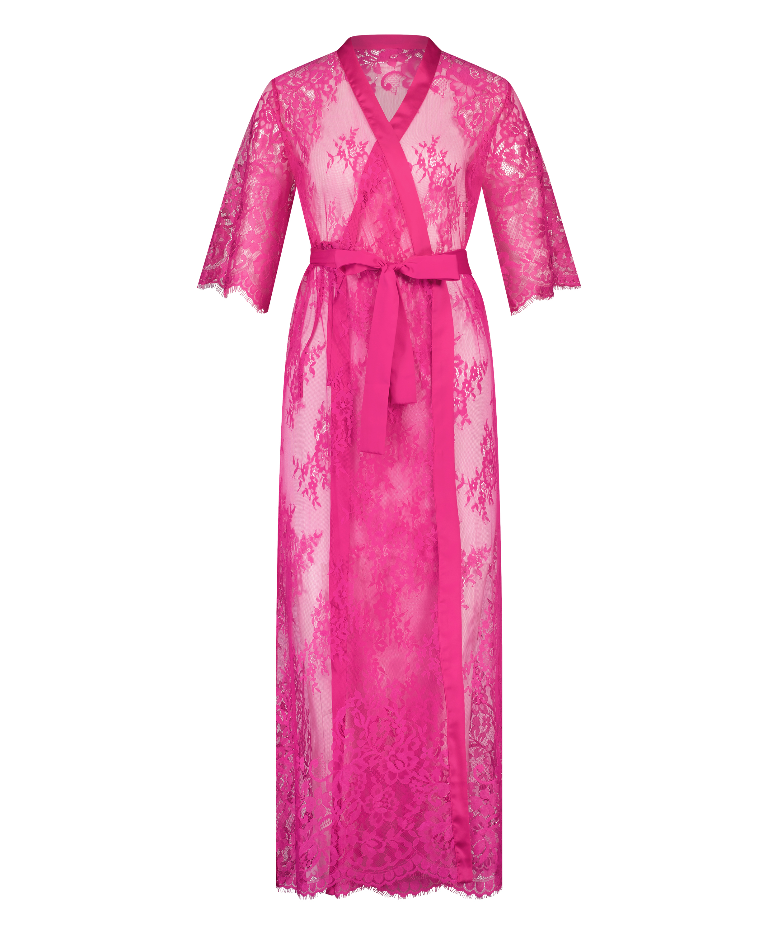 Lange Kimono Allover Lace, Roze, main