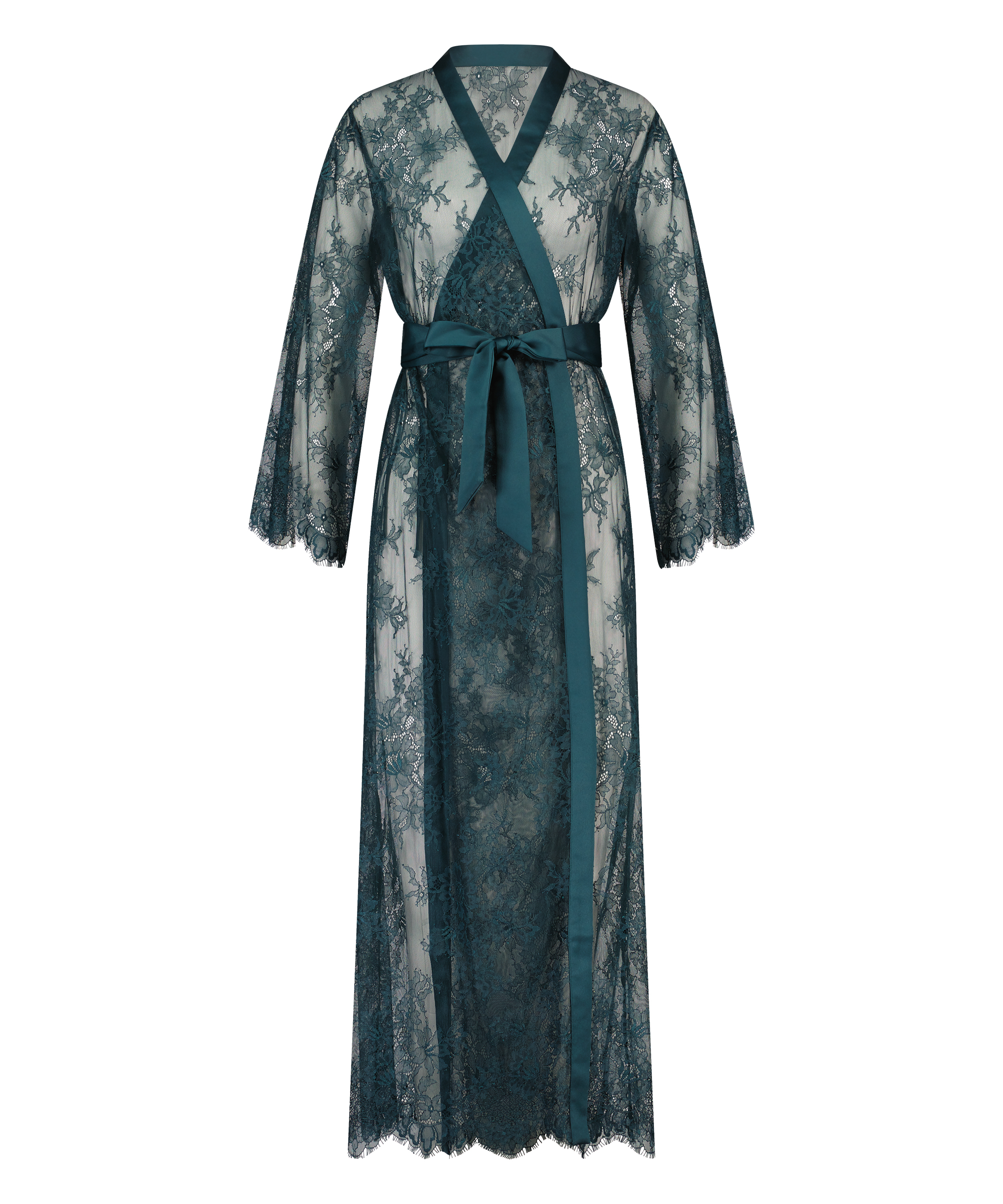 Lange Kimono Allover Lace, Blauw, main