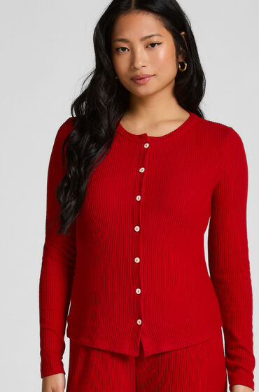 Hunkemöller Geribde Jersey Cardigan Rood