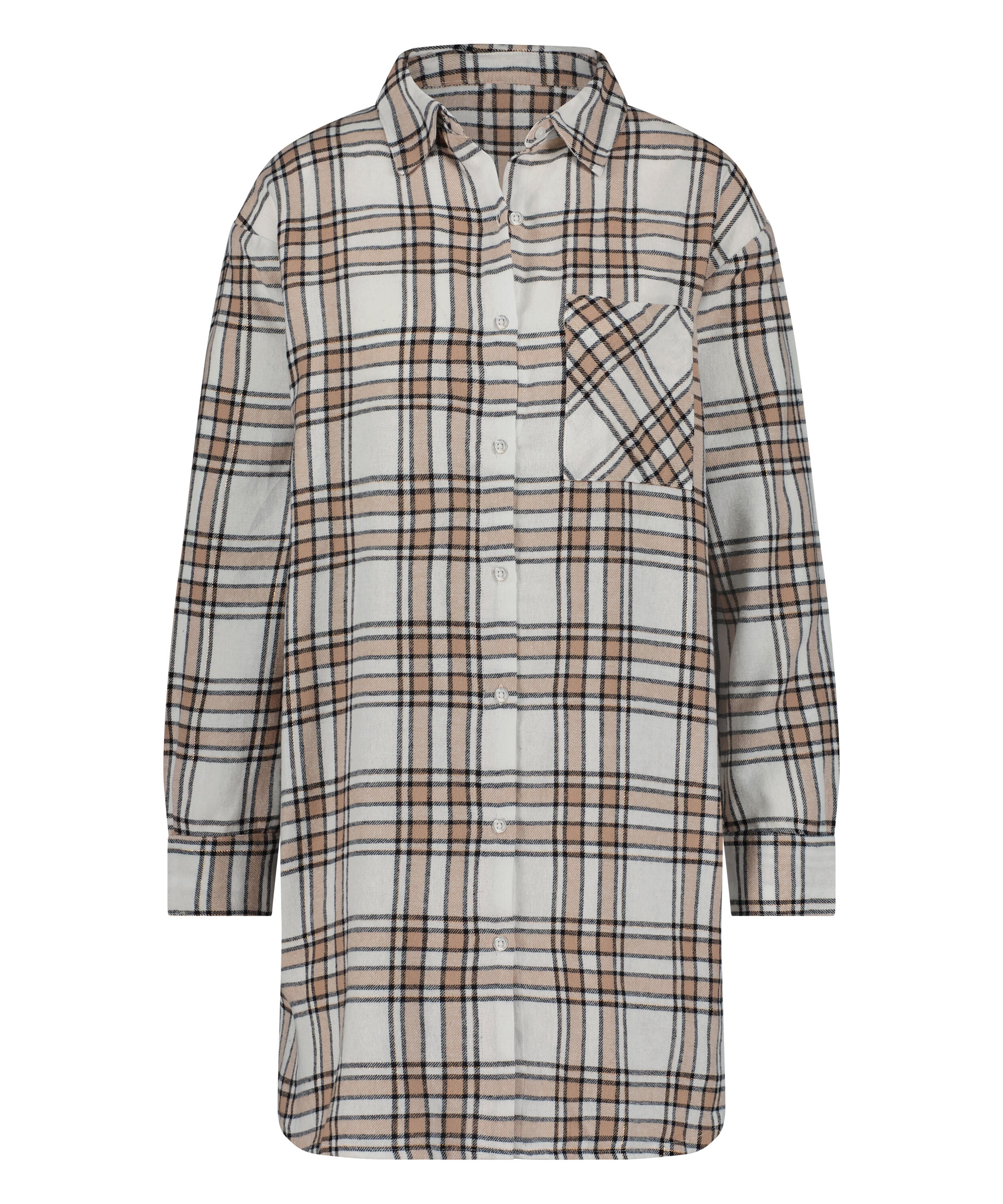 Nachthemd boyfriend Check, Beige Nachthemd boyfriend Check, Beige