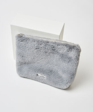 Make-up tas Fake fur, Grijs