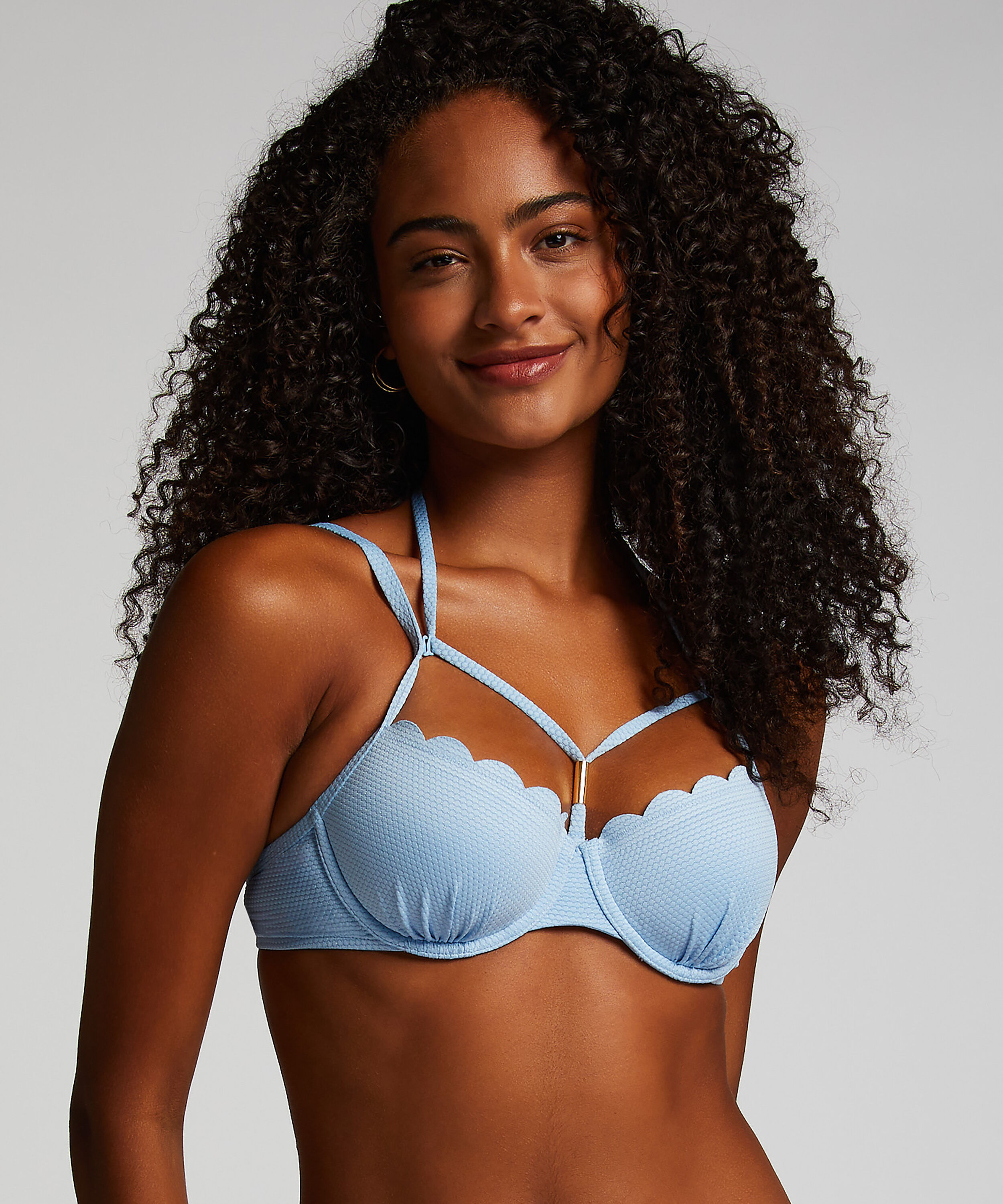 Voorgevormde beugel bikinitop Scallop, Blauw Voorgevormde beugel bikinitop Scallop, Blauw