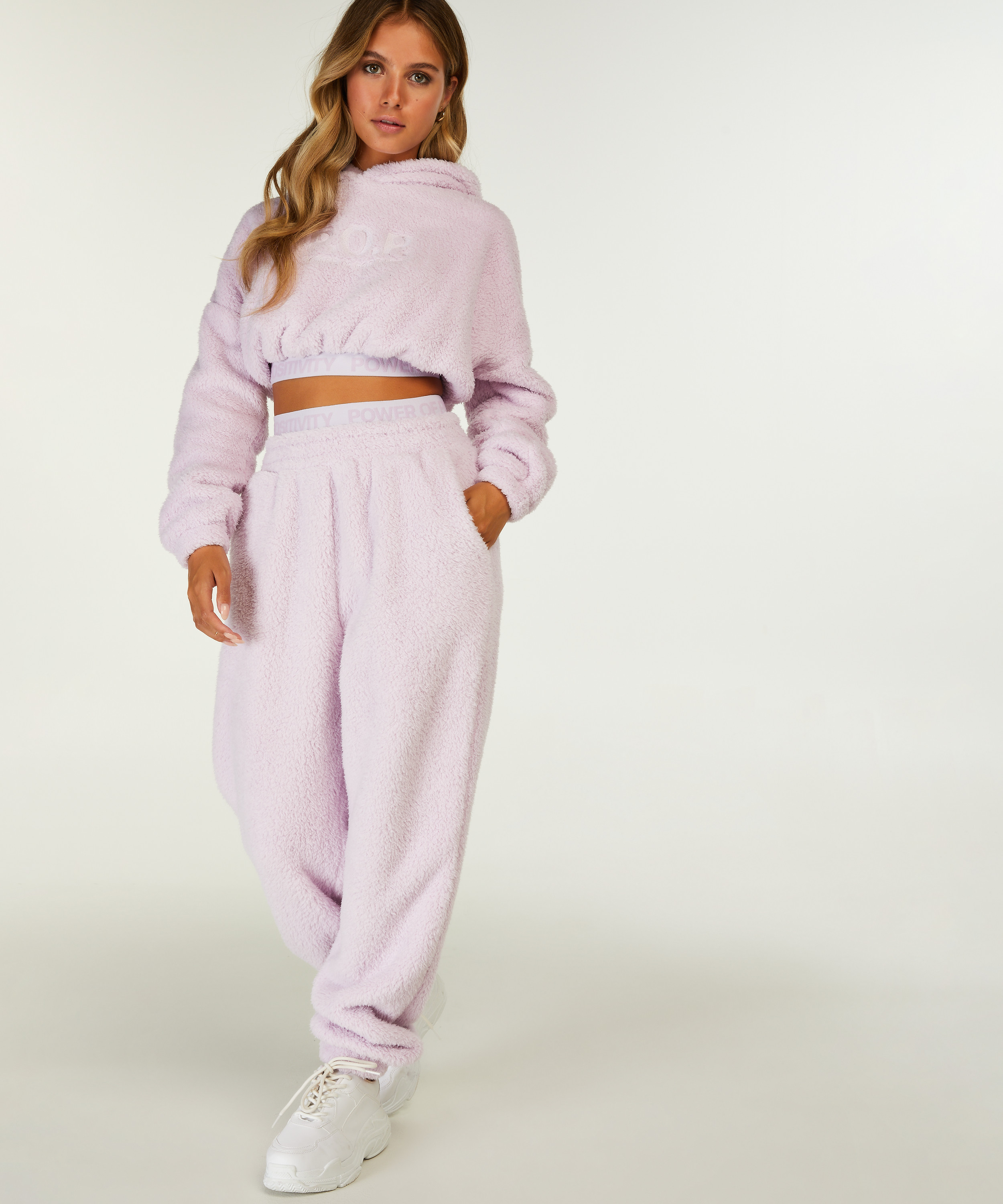Fluffy cropped hoodie Sweet One, Paars, main