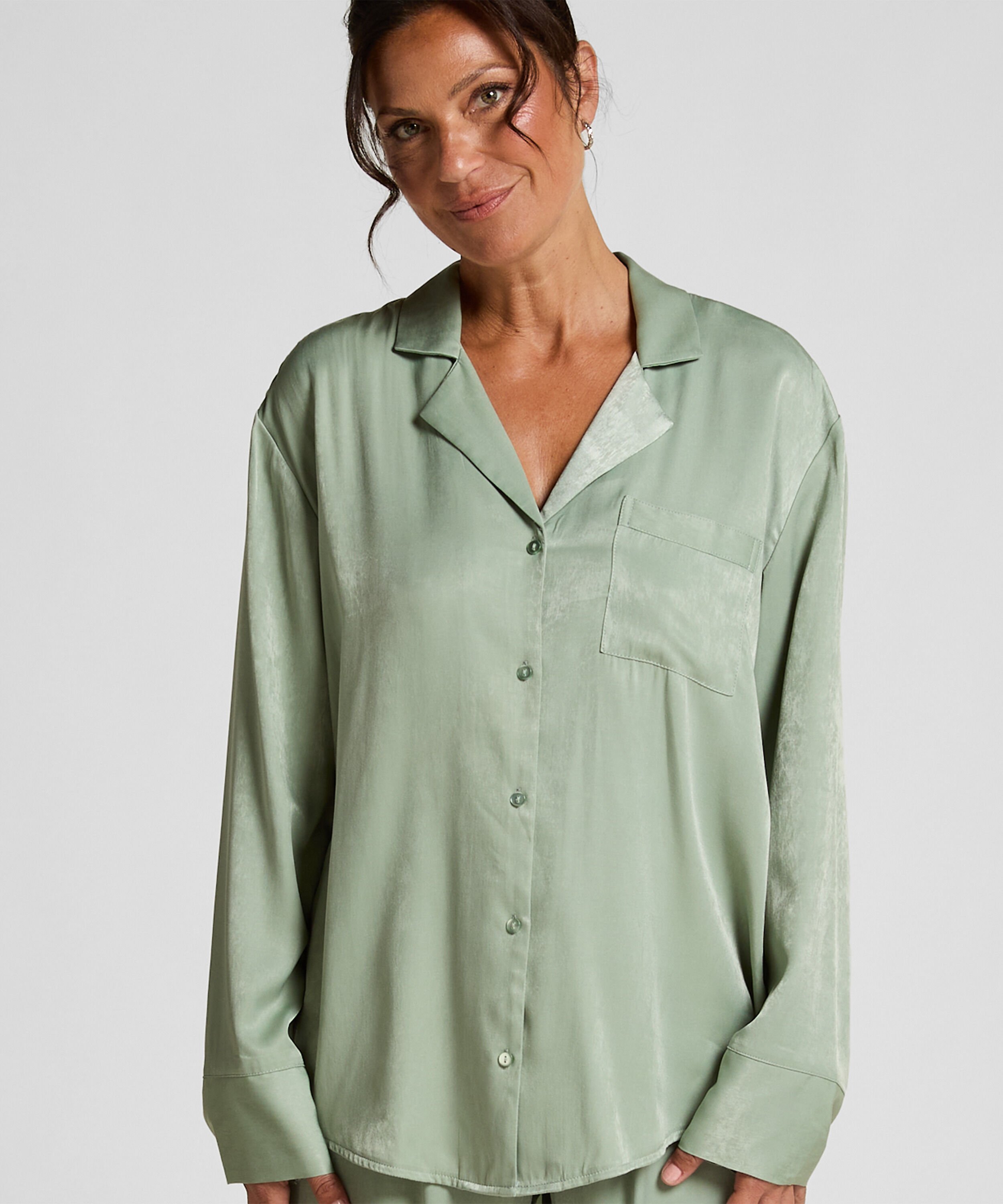 Jacket lange mouwen Satijn Ayla, Groen