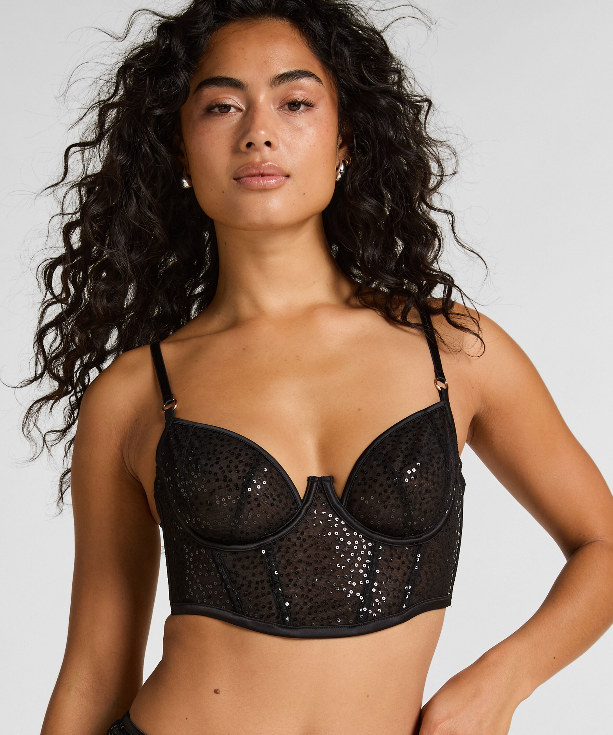 Niet-voorgevormde longline beugel bh Elle, Zwart