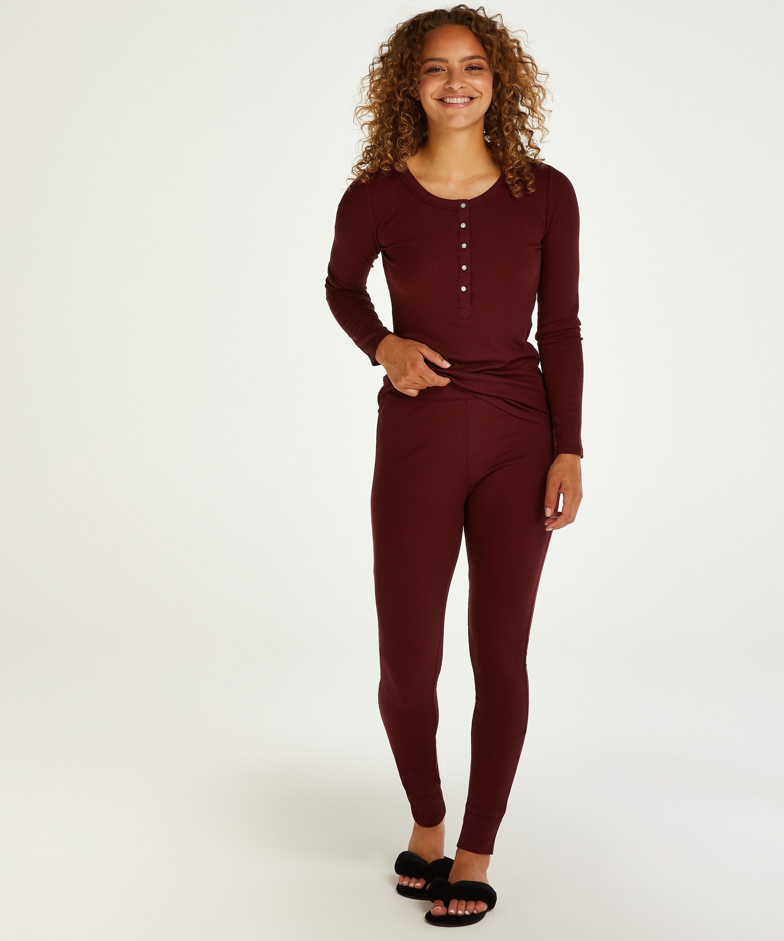 Pyjama Waffle Placket, Paars