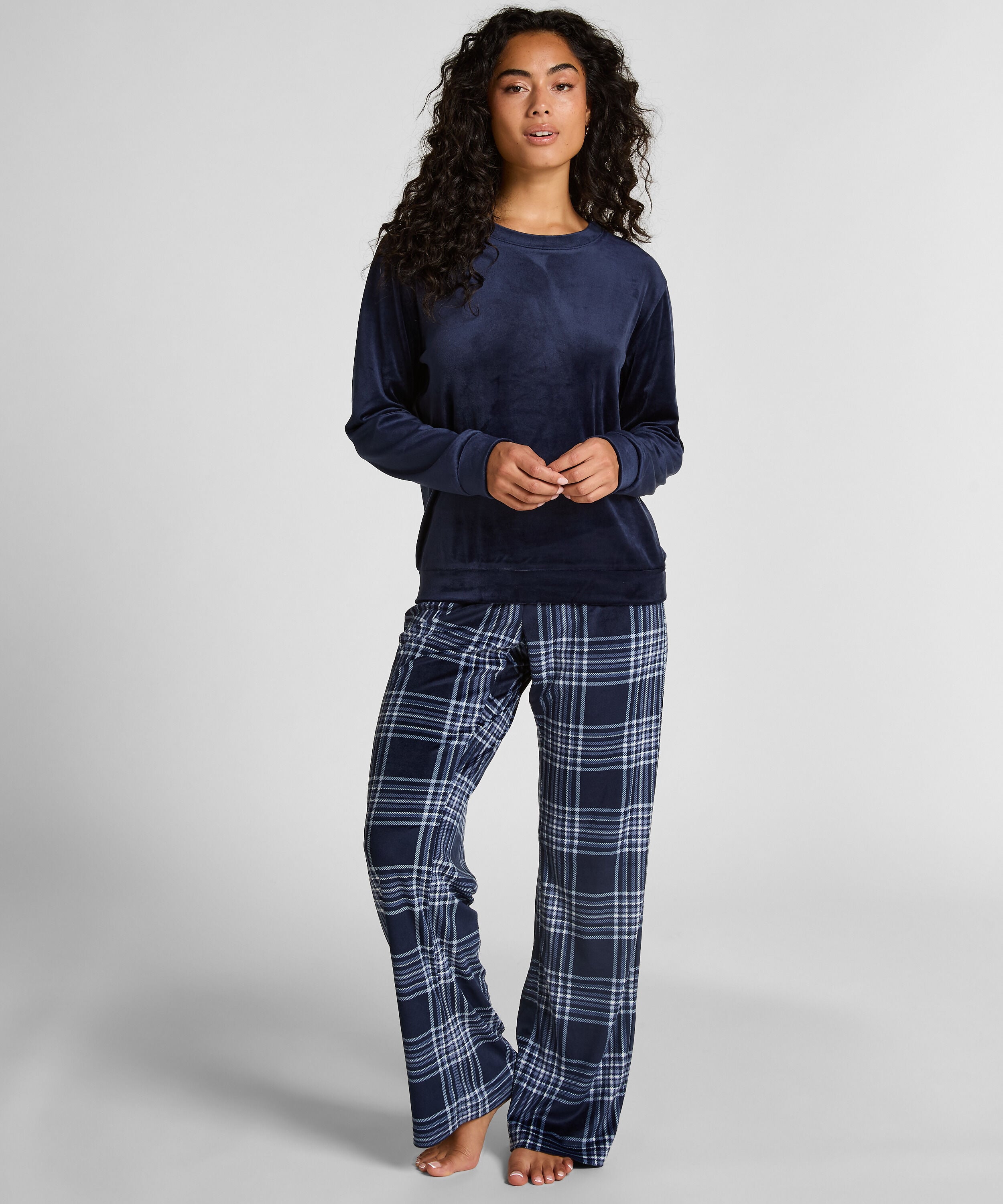 Pyjamaset Velours, Blauw Pyjamaset Velours, Blauw