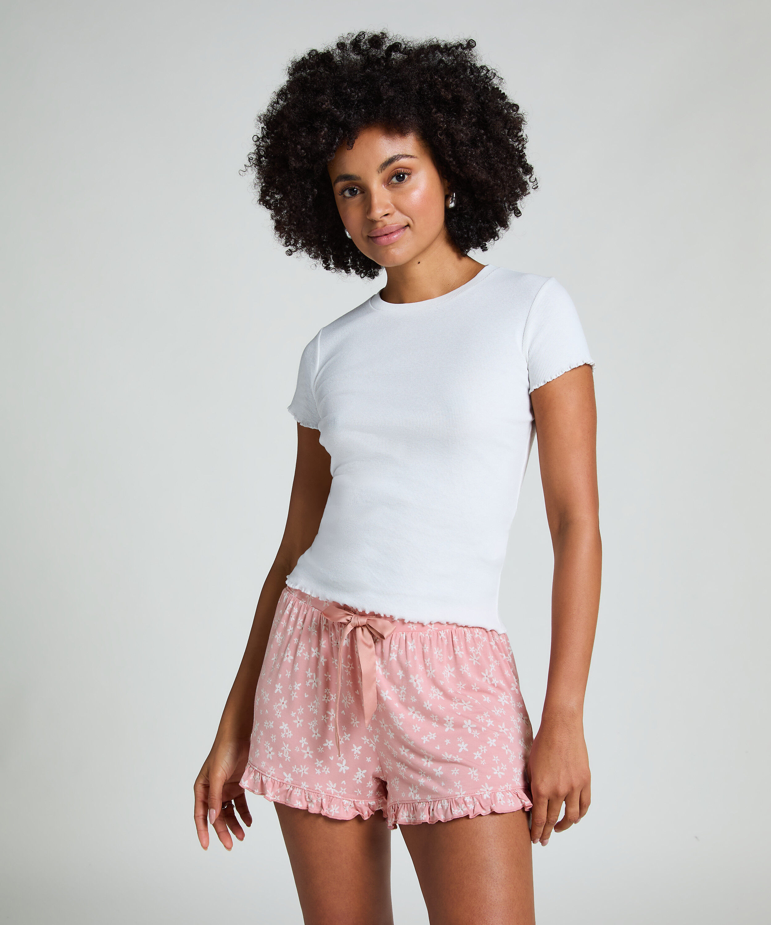 Jersey broek met ruches, Roze