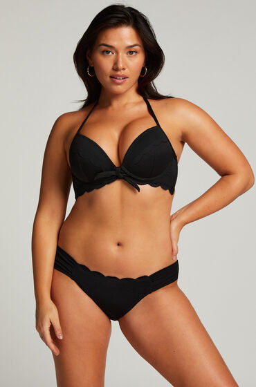Hunkemöller Dames Badmode Bikinibroekje Scallop - Zwart - Maat S
