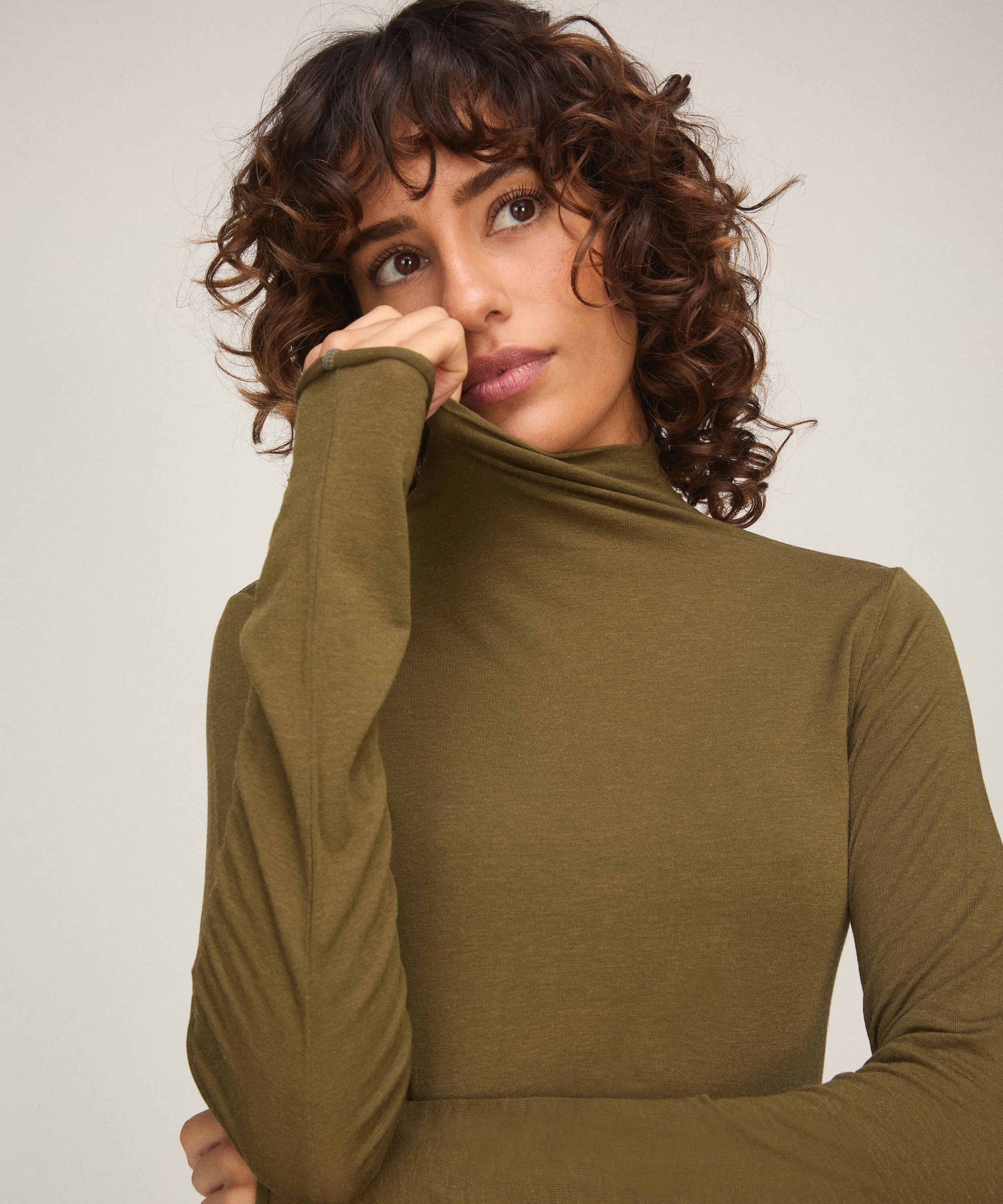 super soft Turtleneck shirt met Cashmere, Groen