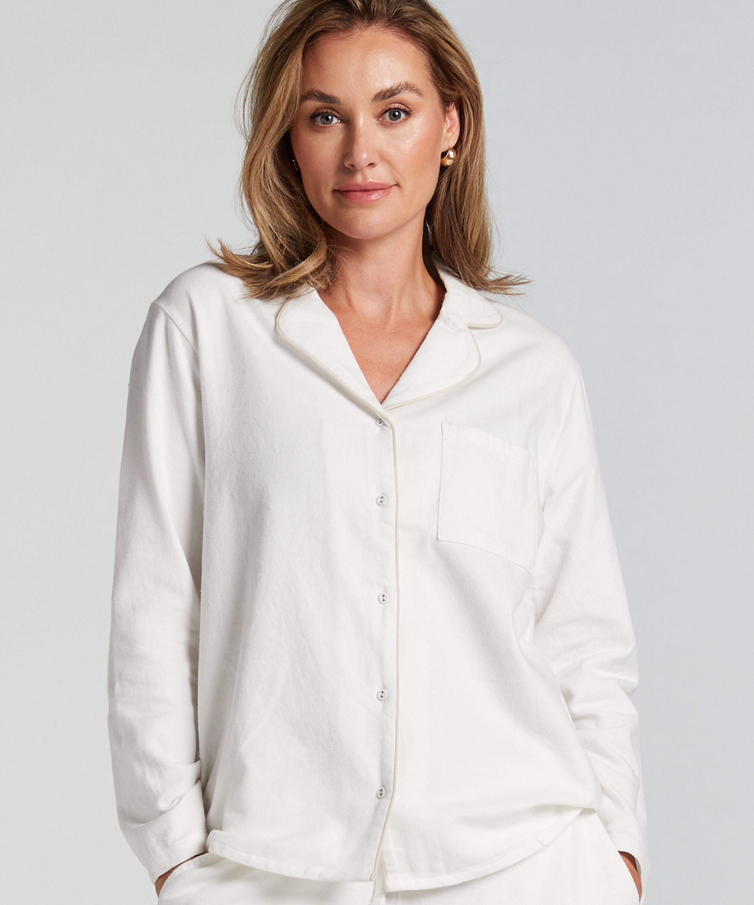 Pyjamatop Flanel Essentials, Wit