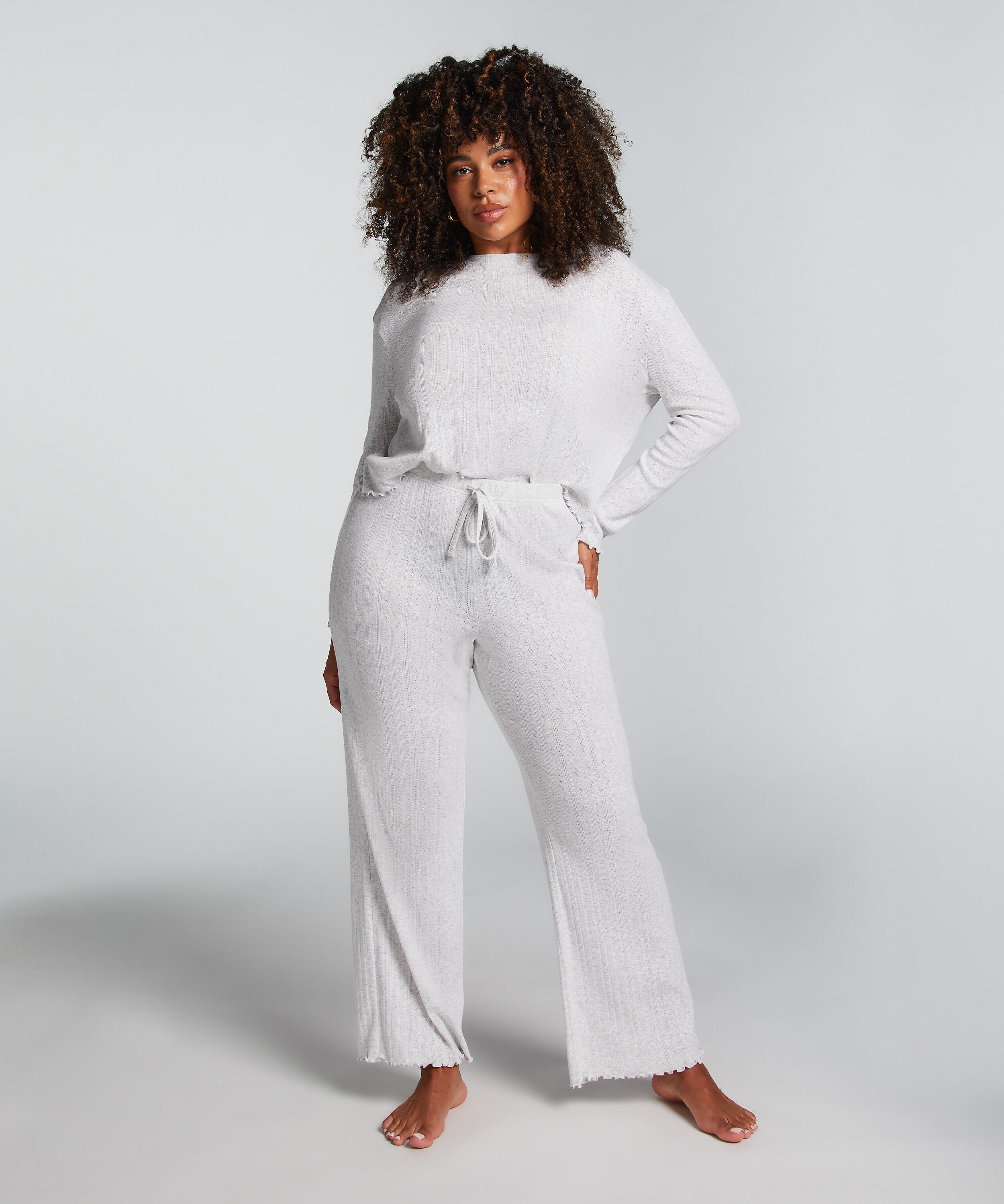 Pyjama broek Pointelle, Beige