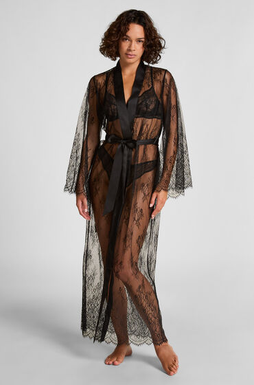 Hunkemöller Kimono Allover Lace Zwart