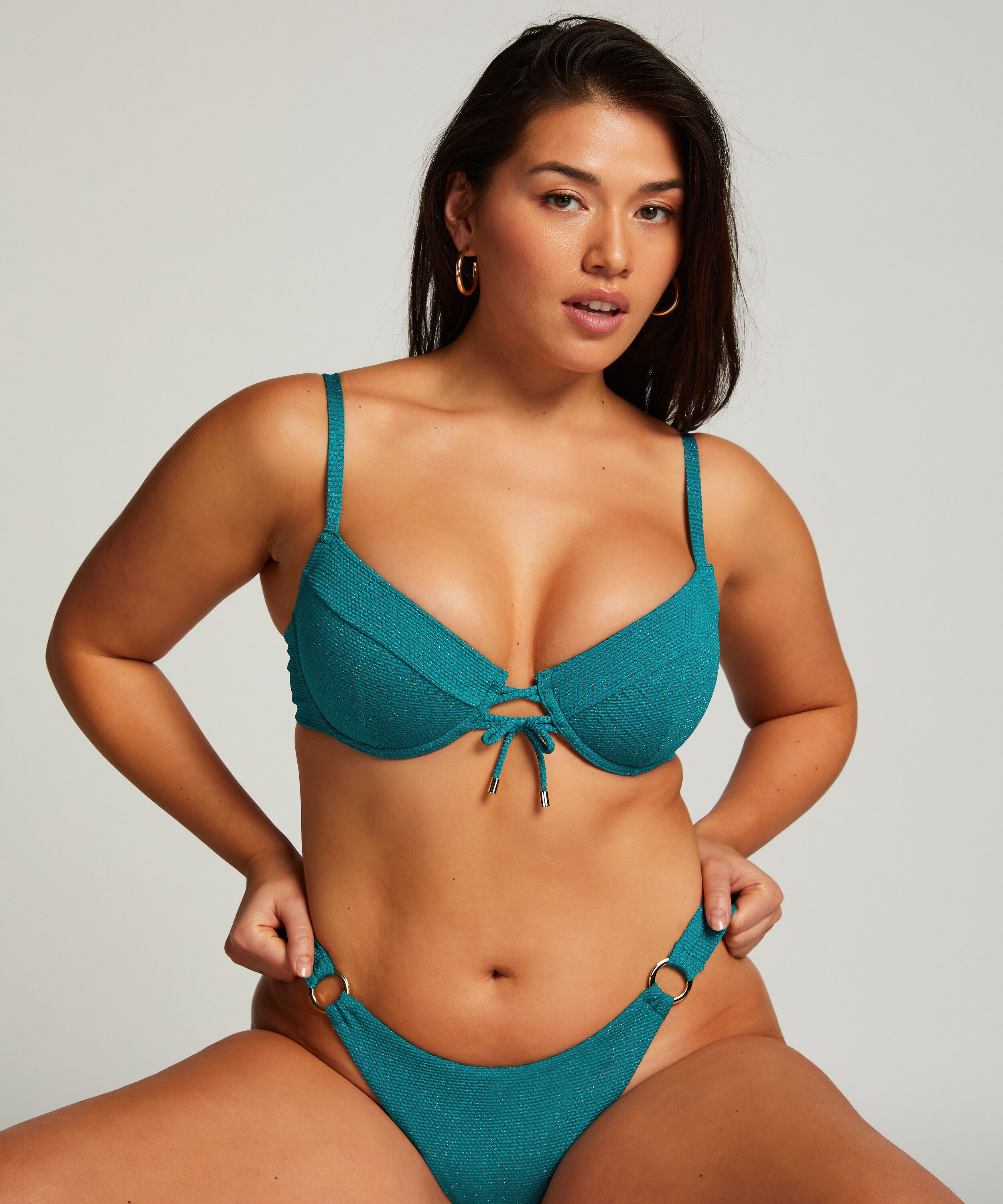 Hoog uitgesneden Bikinibroekje Relief, Groen