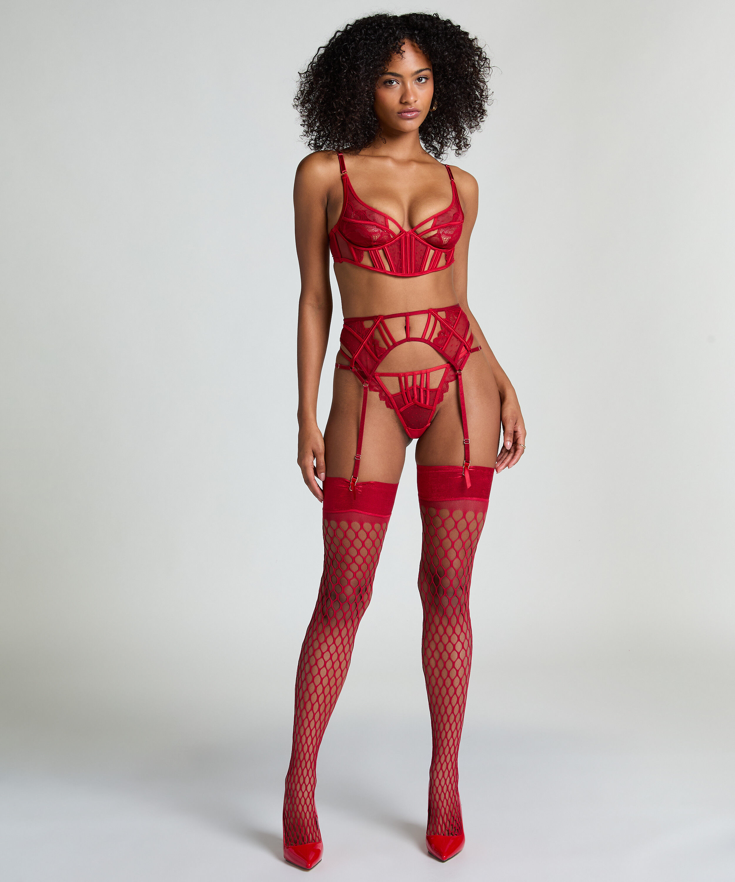 Private Stocking Fishnet, Rood