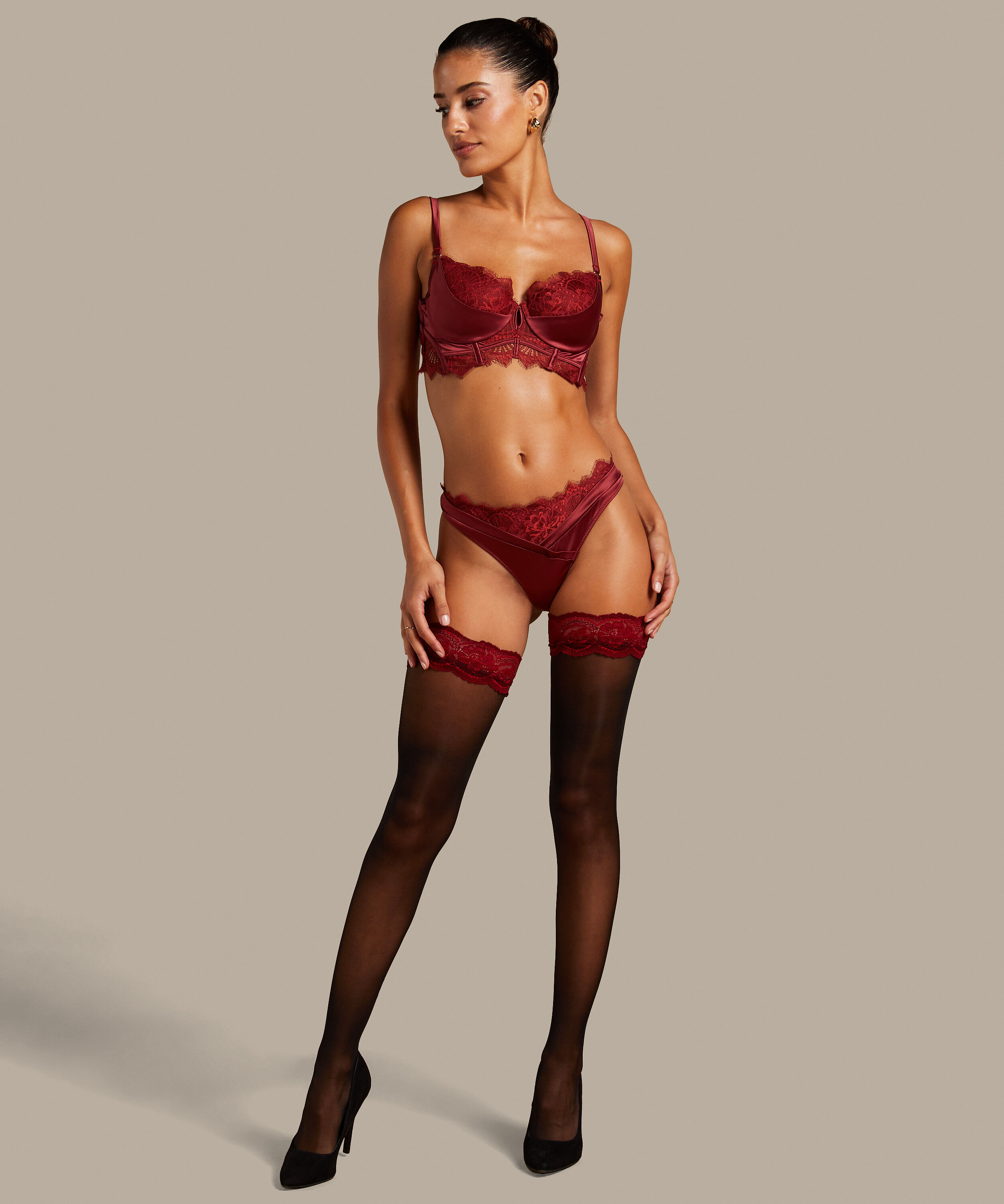 Stay-up 20 Denier Noir Zoe, Rood