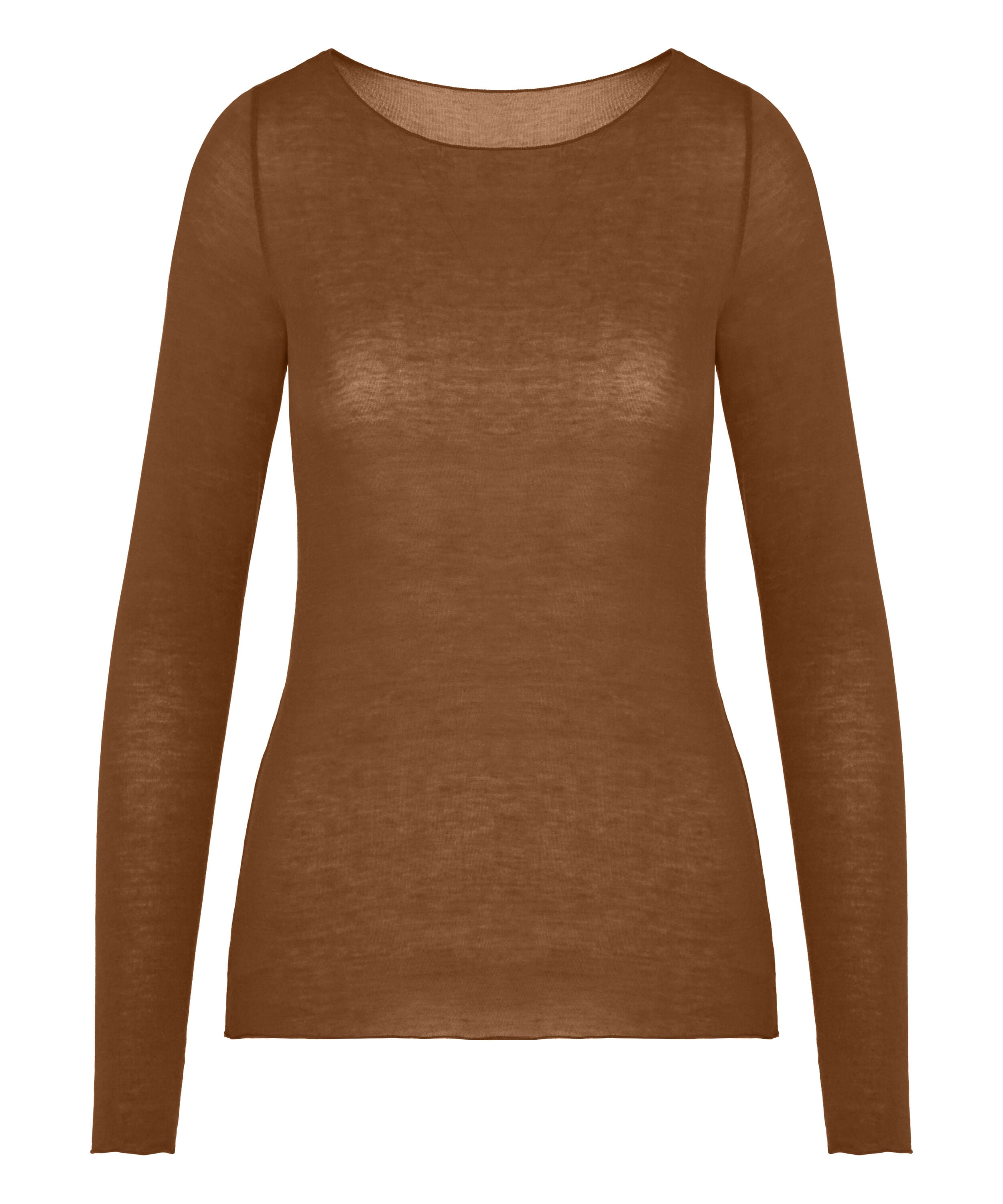 super soft Boothals shirt met Cashmere, Bruin super soft Boothals shirt met Cashmere, Bruin
