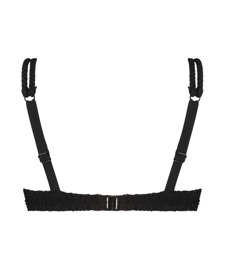 Voorgevormde push-up beugel bikinitop Crochet Cup A - E, Zwart