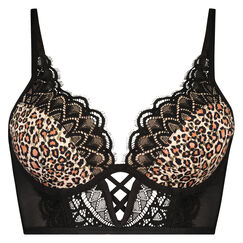 Voorgevormde push-up beugel bh Roxy Dierenprint, Zwart