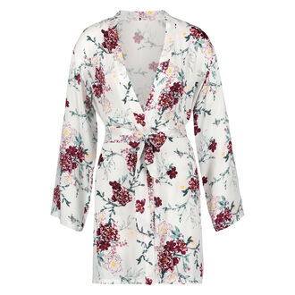 Kimono woven blossom, Wit