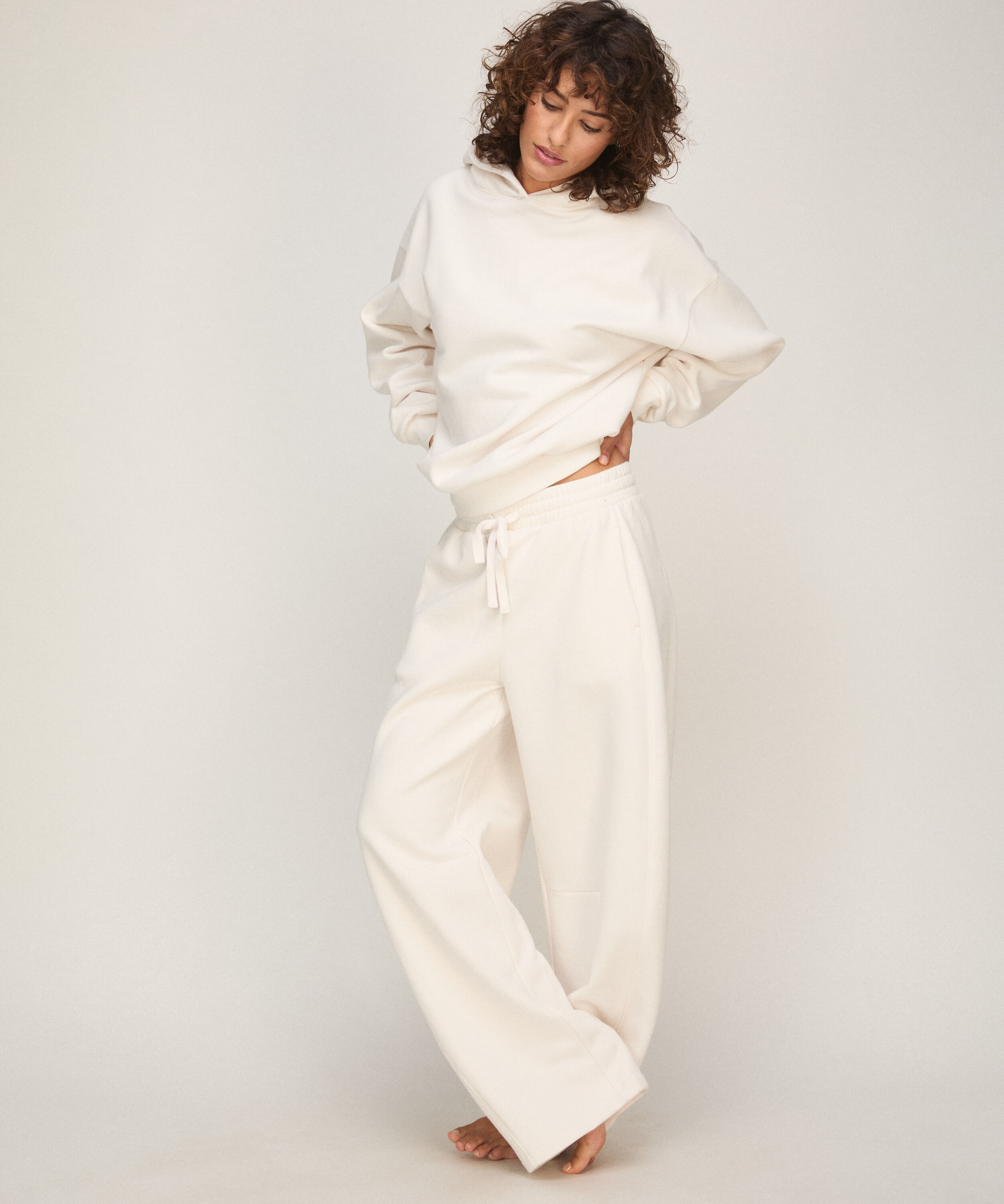 Barrel Joggingbroek van Sweat Stof, Wit Barrel Joggingbroek van Sweat Stof, Wit