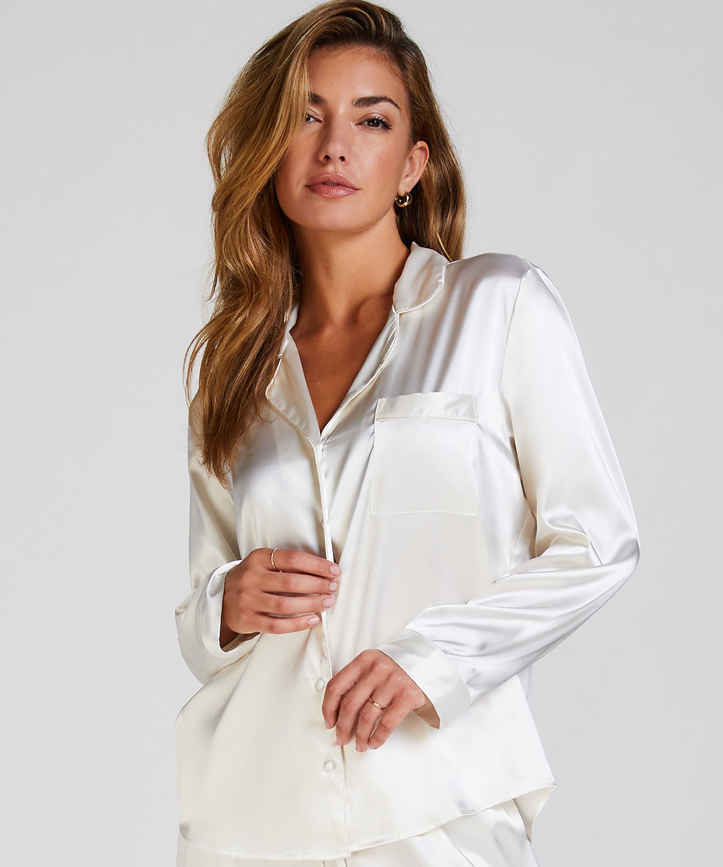 Jacket lange mouwen Satijn, Wit