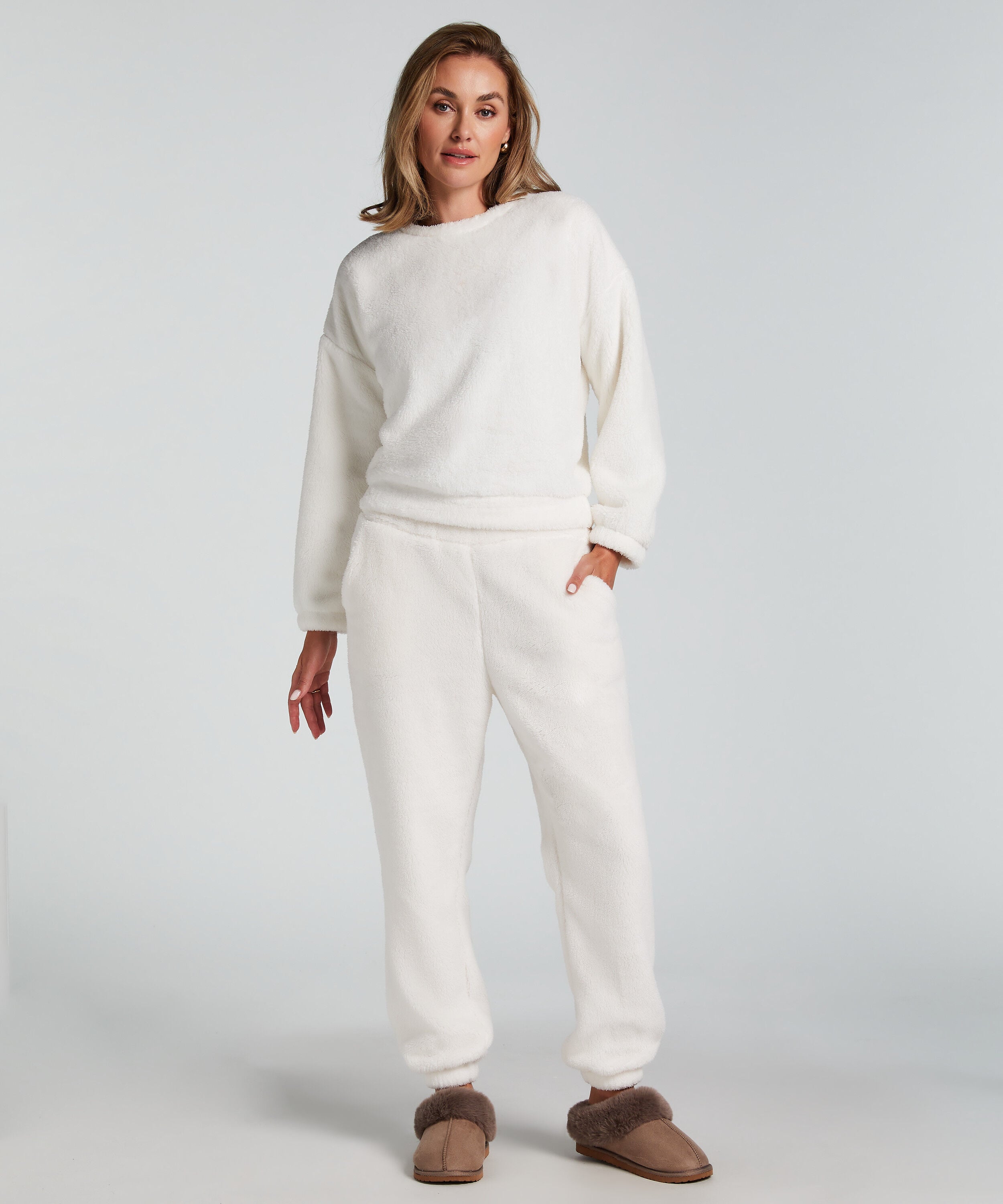 Joggingbroek Fleece Snuggle, Wit