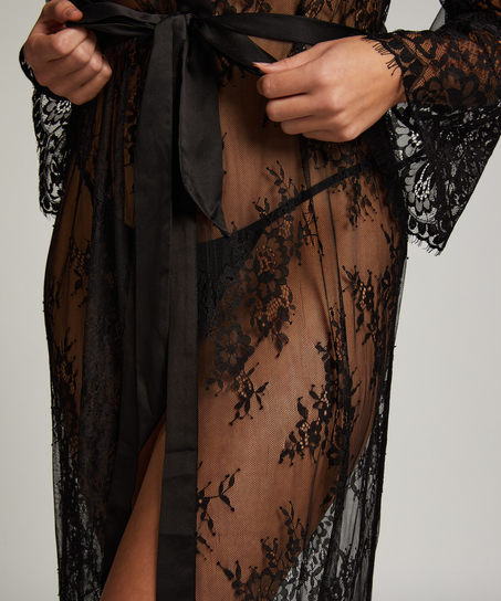 Kimono Allover Lace, Zwart