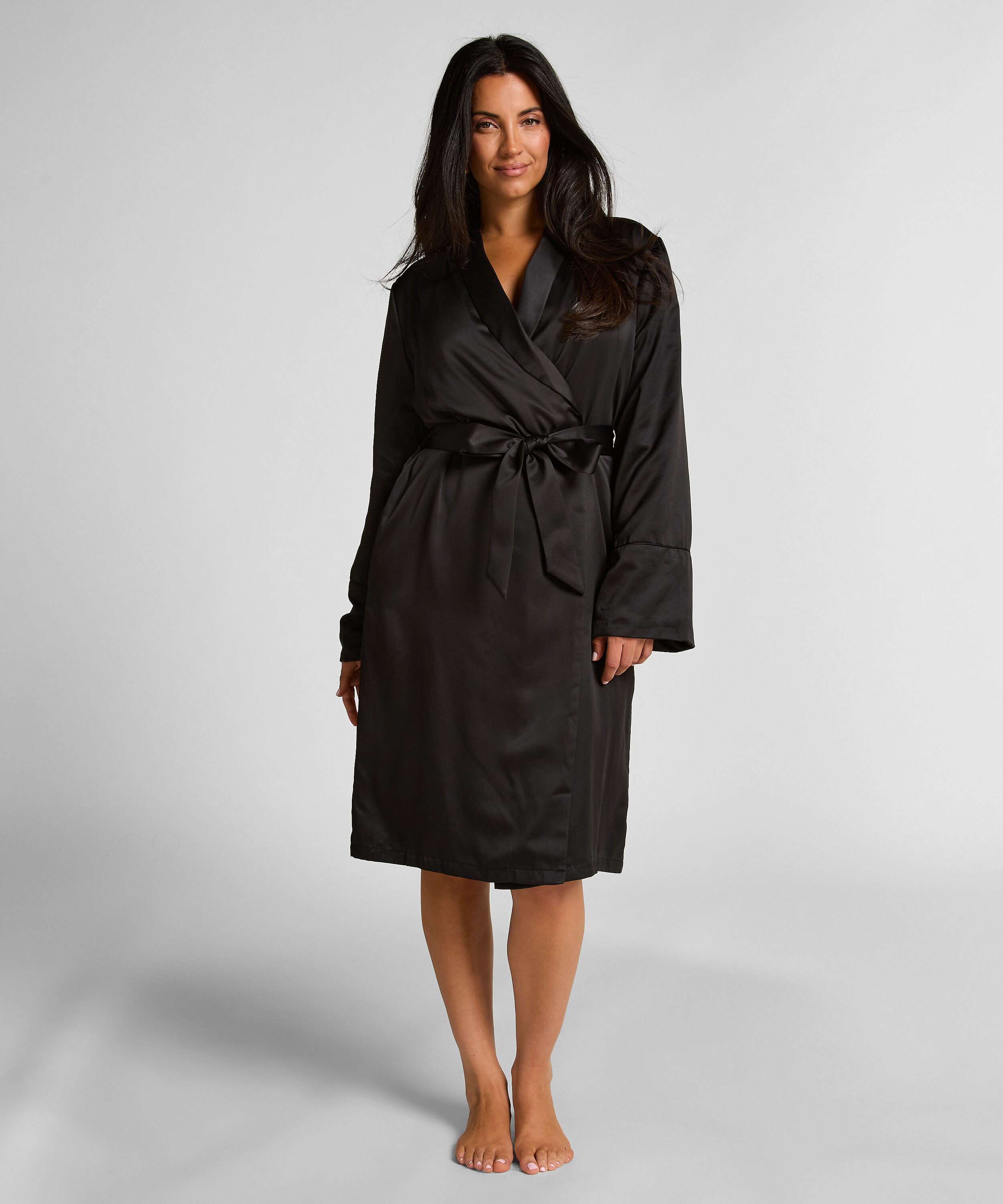 Badjas Satin Fleece, Zwart