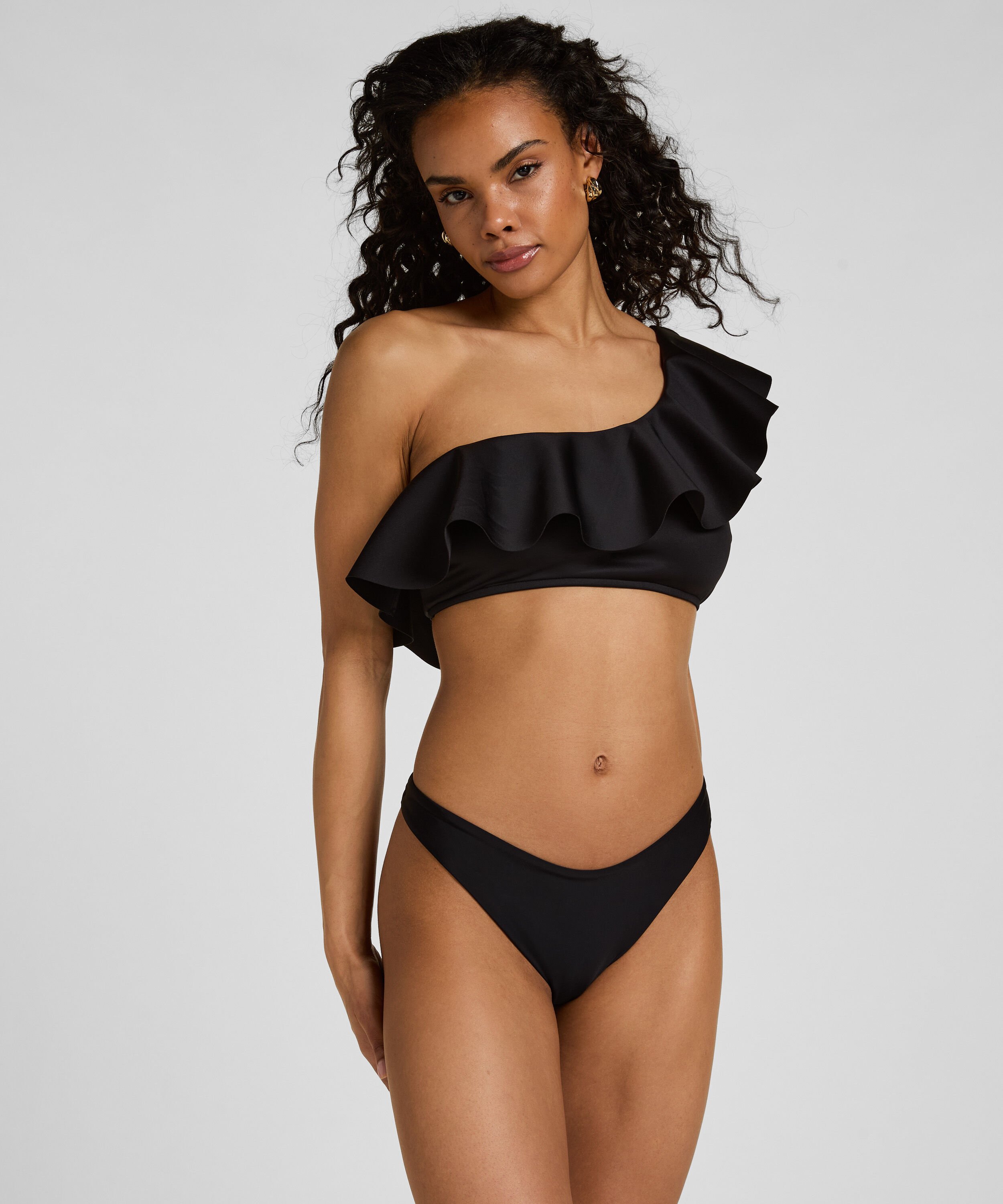 Hoog Uitgesneden Bikinibroekje Luxe, Zwart