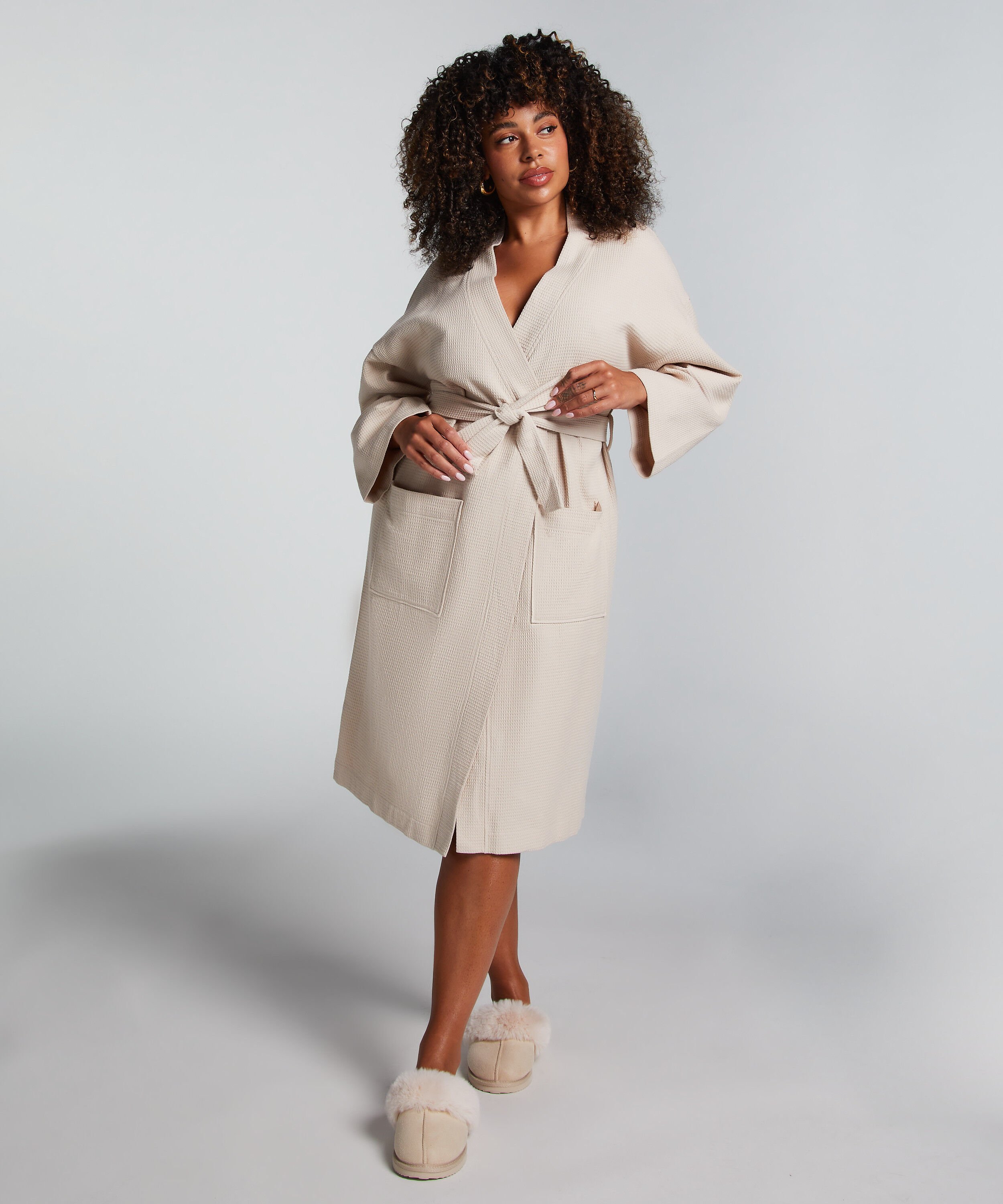 Badjas Waffle, Beige Badjas Waffle, Beige