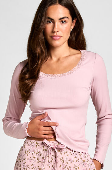 Hunkemöller Top Jersey Lace Roze