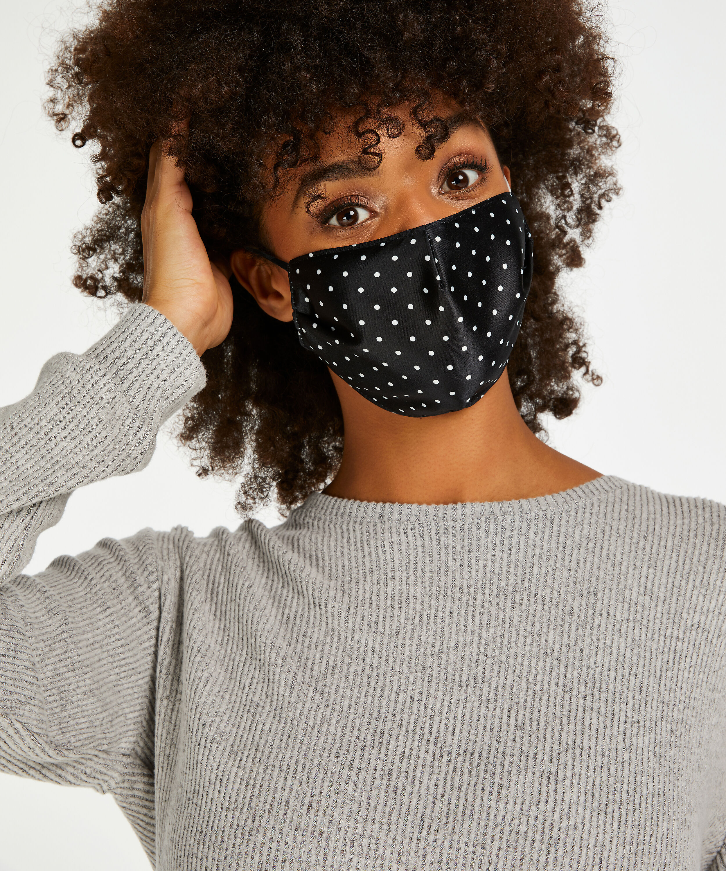 Mondkapje Satijn, Zwart