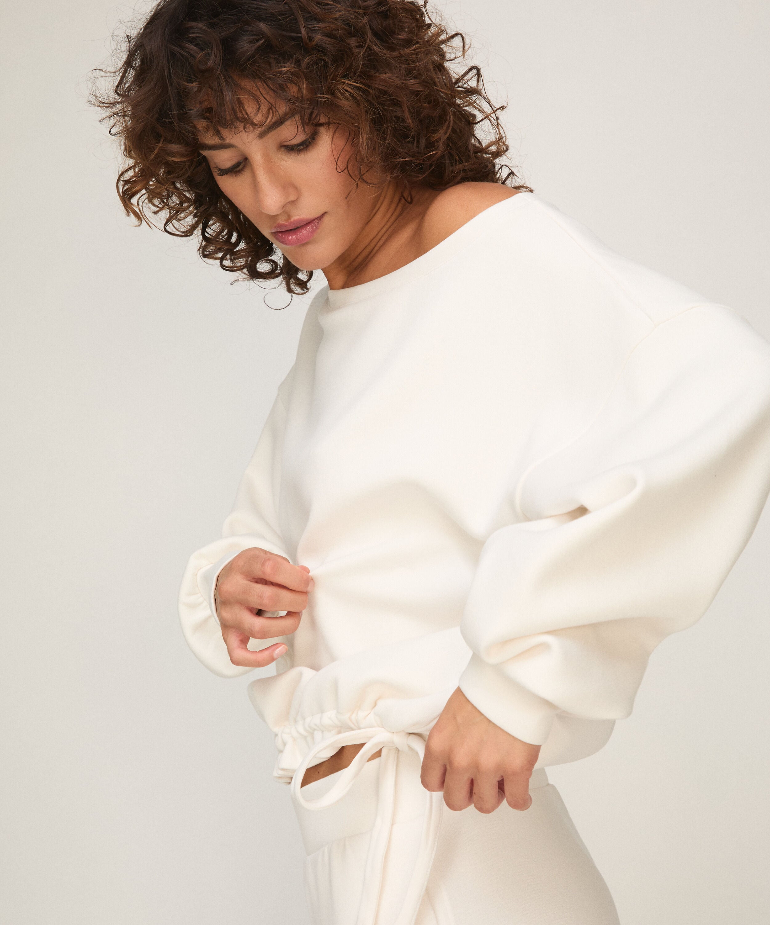 Viscose Top met Boothals, Wit Viscose Top met Boothals, Wit