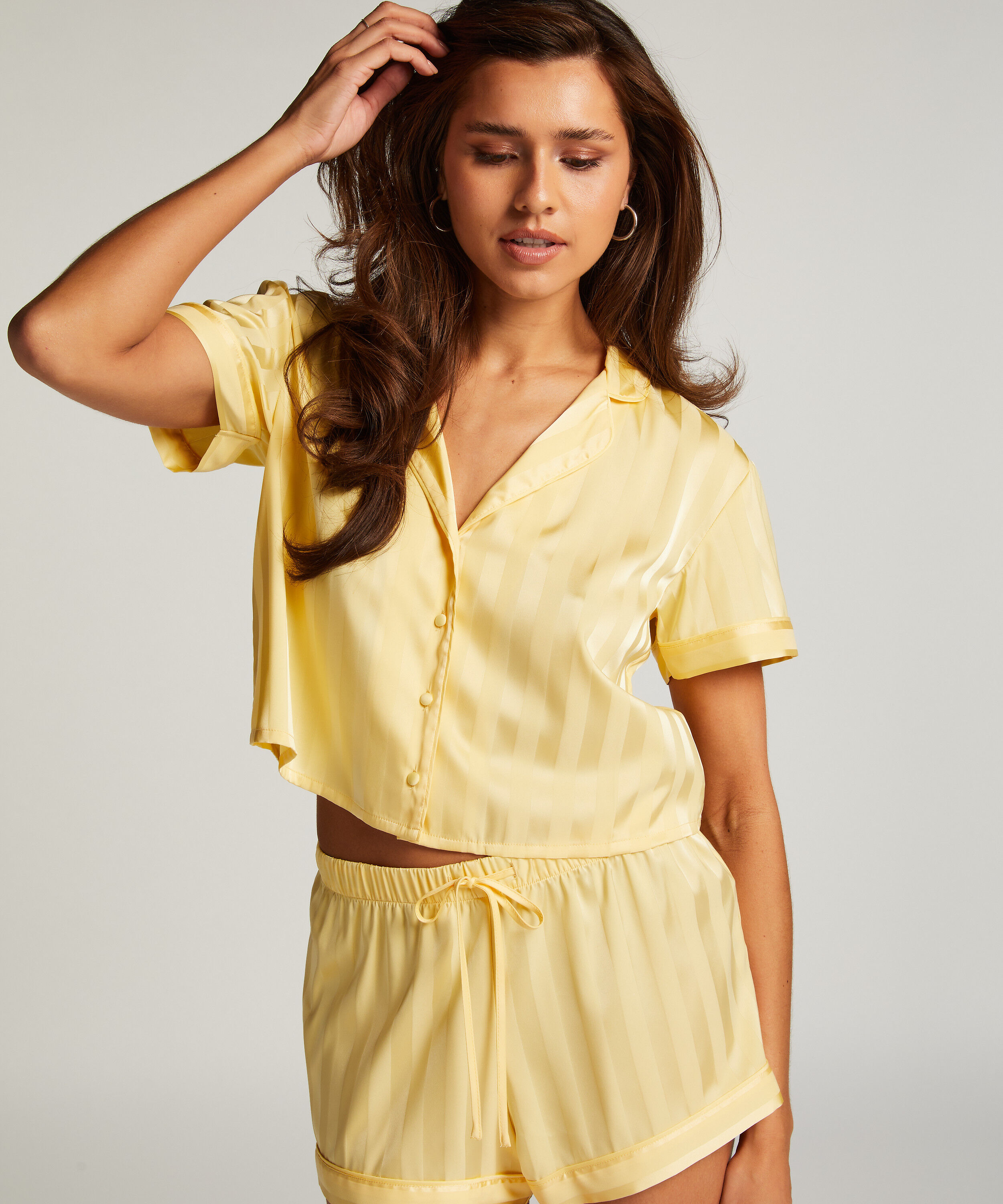 Pyjamaset Satin, Geel Pyjamaset Satin, Geel