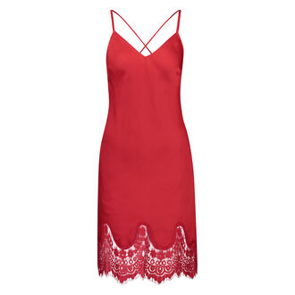 Slipdress Satin Lace, Rood