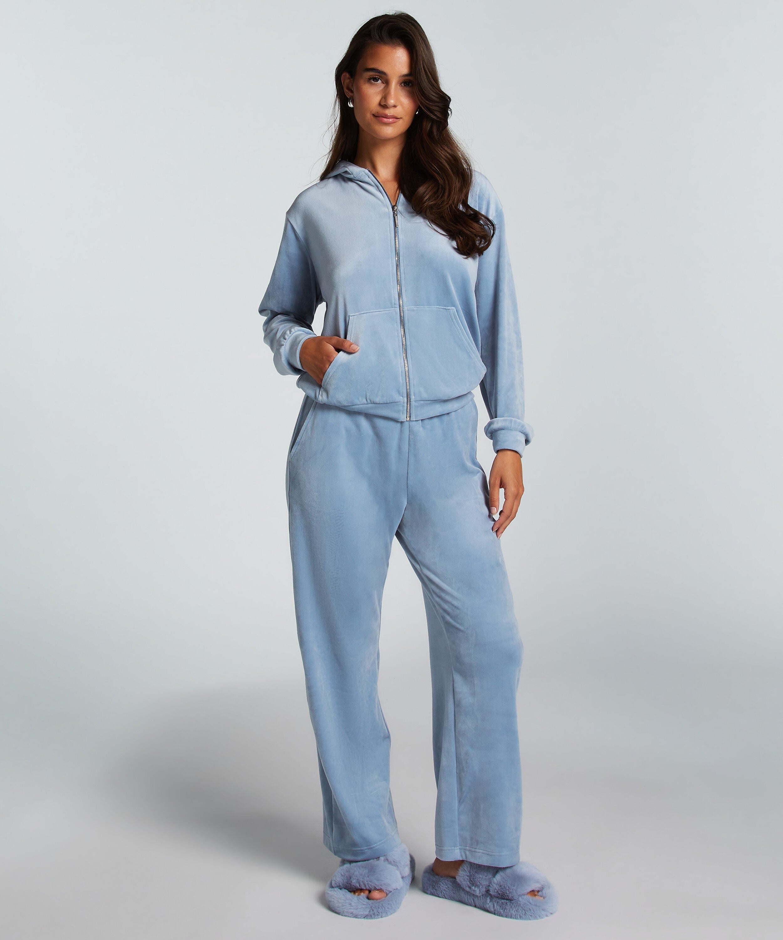 Petite Pyjamabroek velours, Blauw