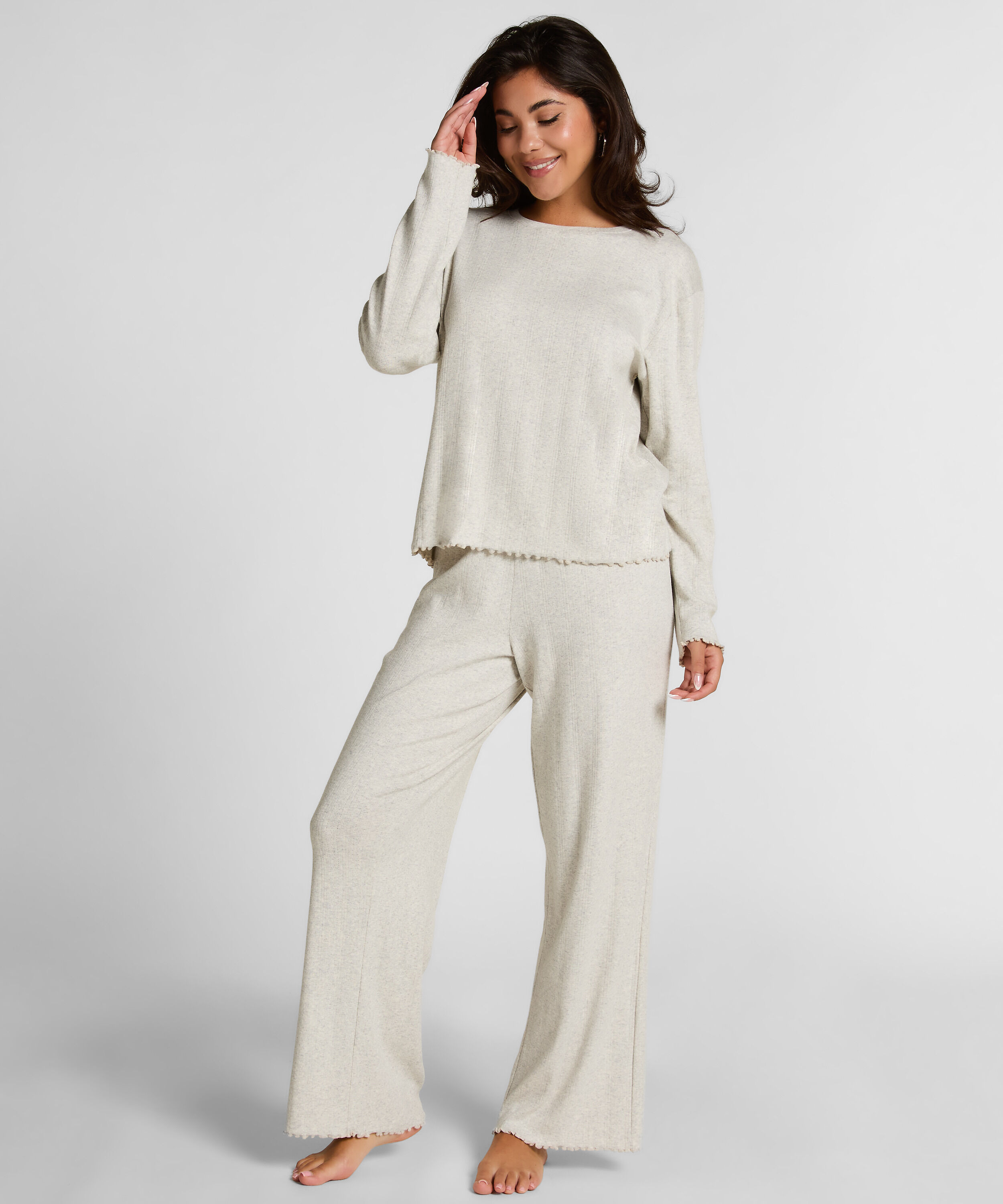 Pyjamabroek Loose Pointelle, Grijs Pyjamabroek Loose Pointelle, Grijs