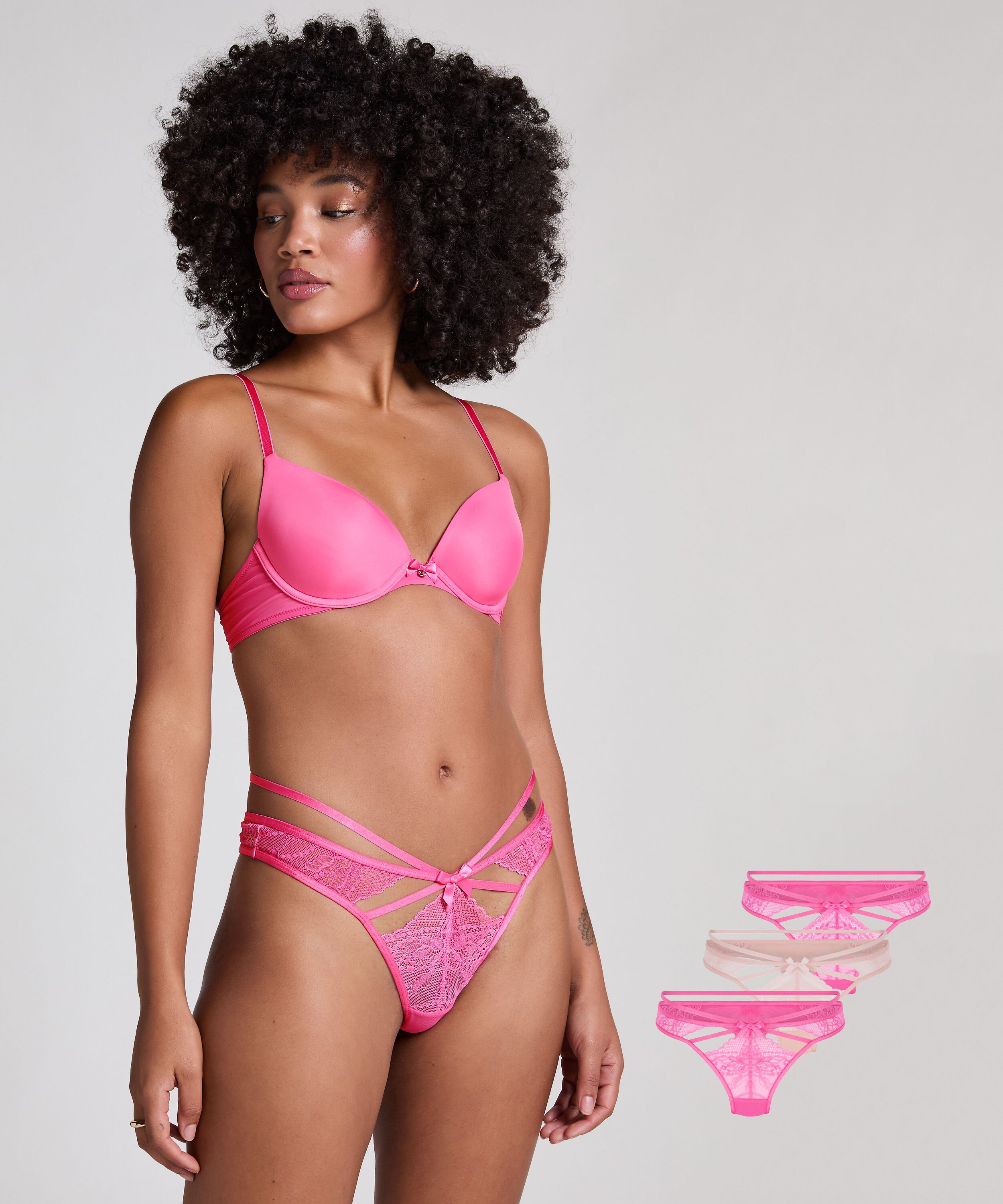 3-pack strings, Roze