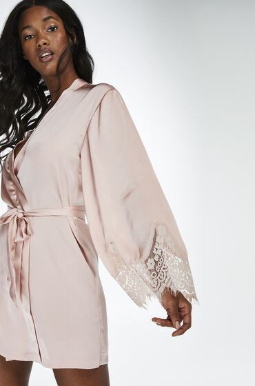 Hunkemoller Kimono Satin Lace Roze hunkemoller kopen in de aanbieding
