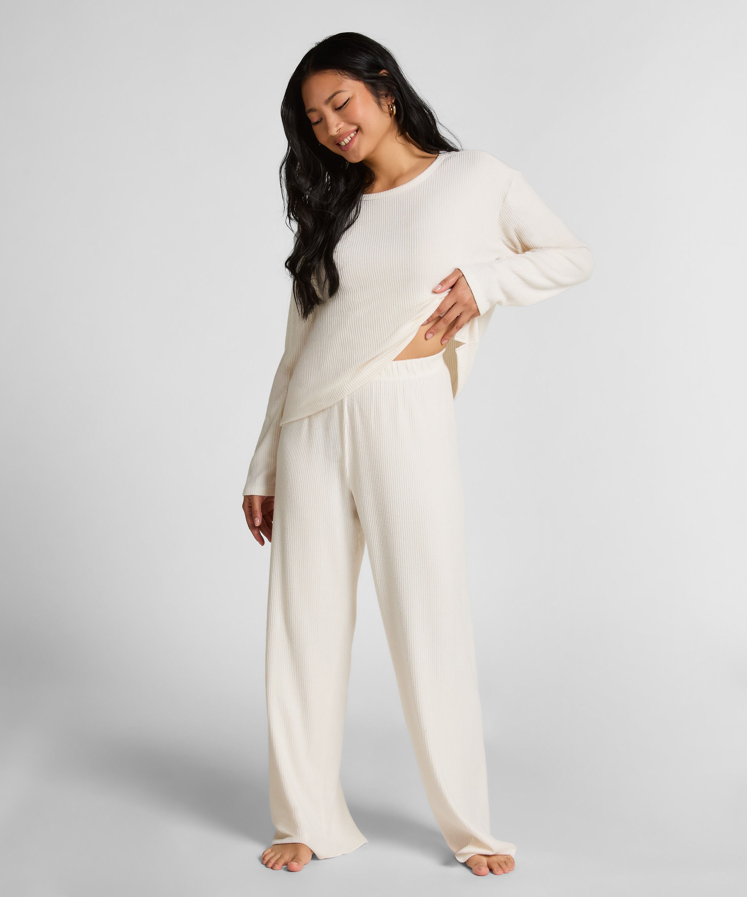 Broek Brushed Jersey, Wit Broek Brushed Jersey, Wit