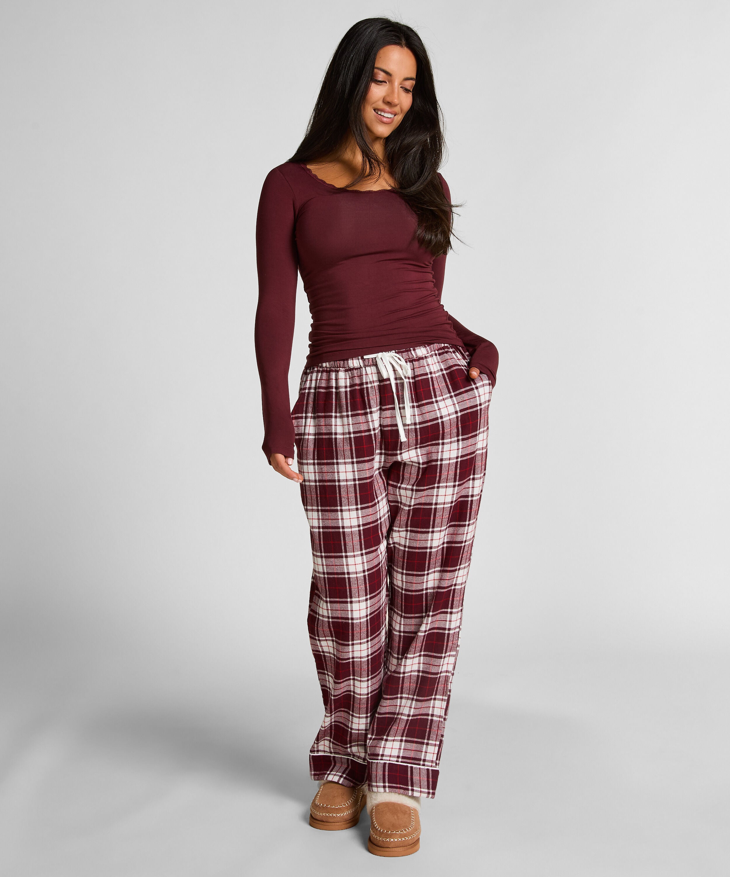 Petite pyjamabroek Flanel, Paars